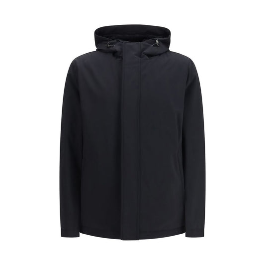 Black Polyester Full-Length Jacket
