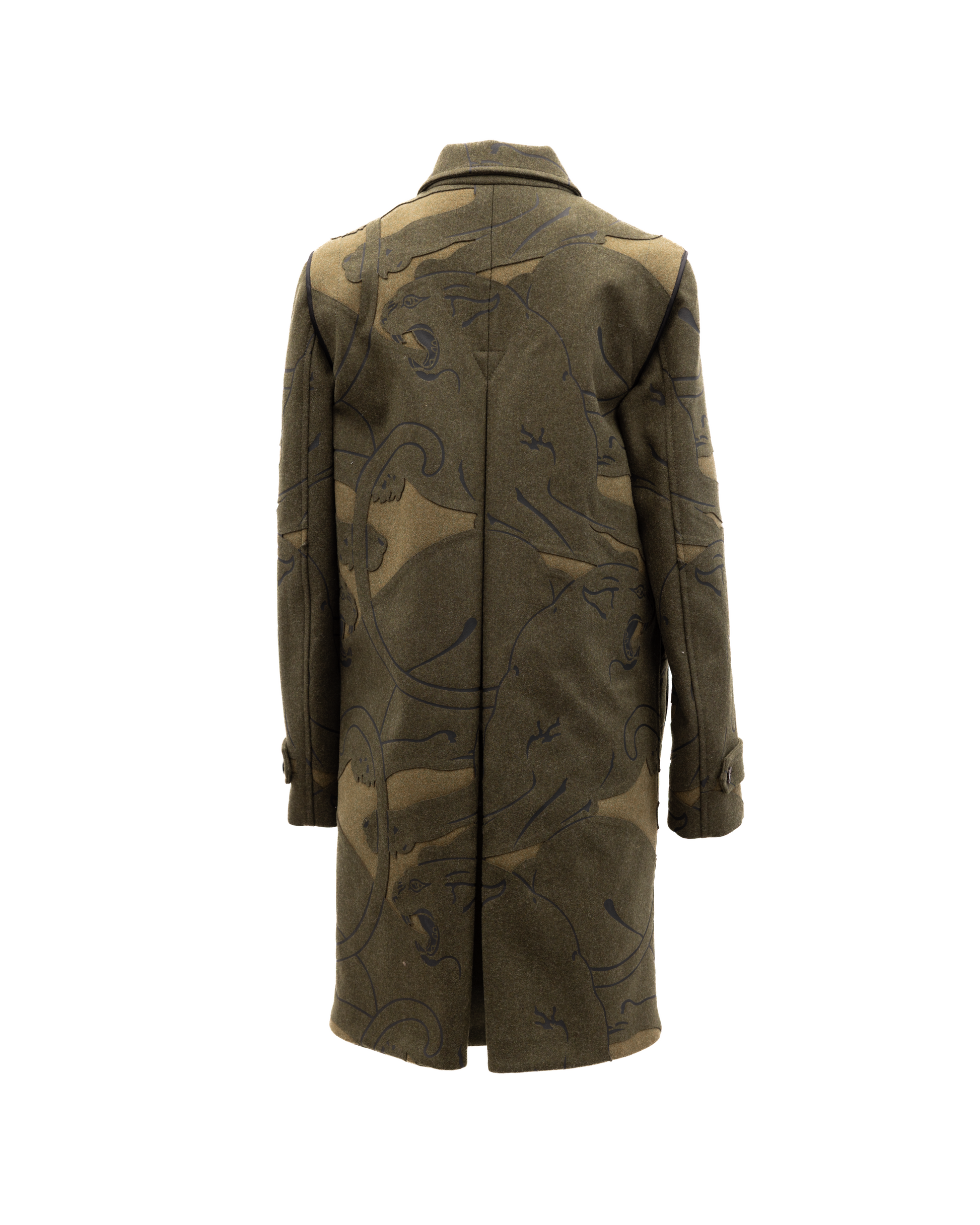 Green With Dark Patterns Women Wool Coat