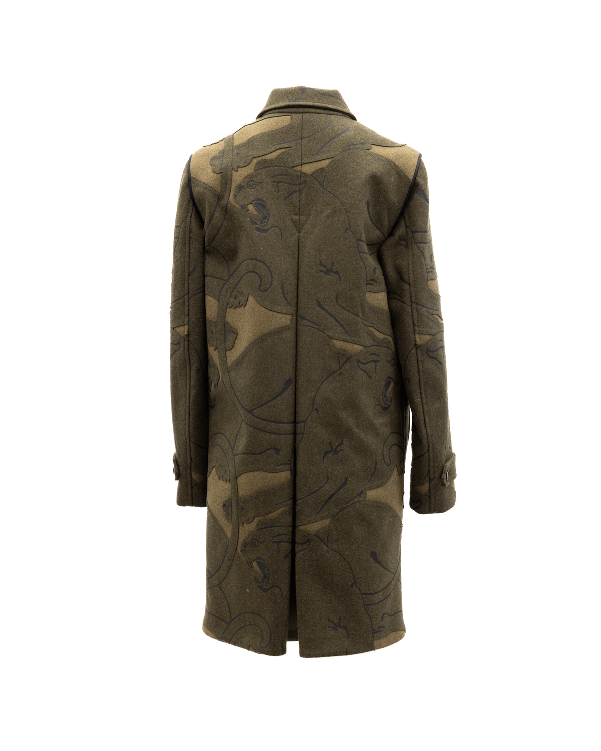 Green With Dark Patterns Women Wool Coat