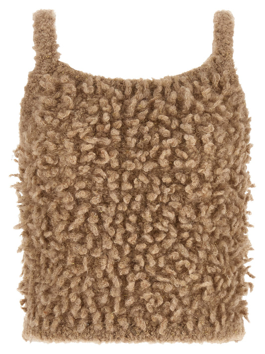 Beige Wool Sleeveles Sweater