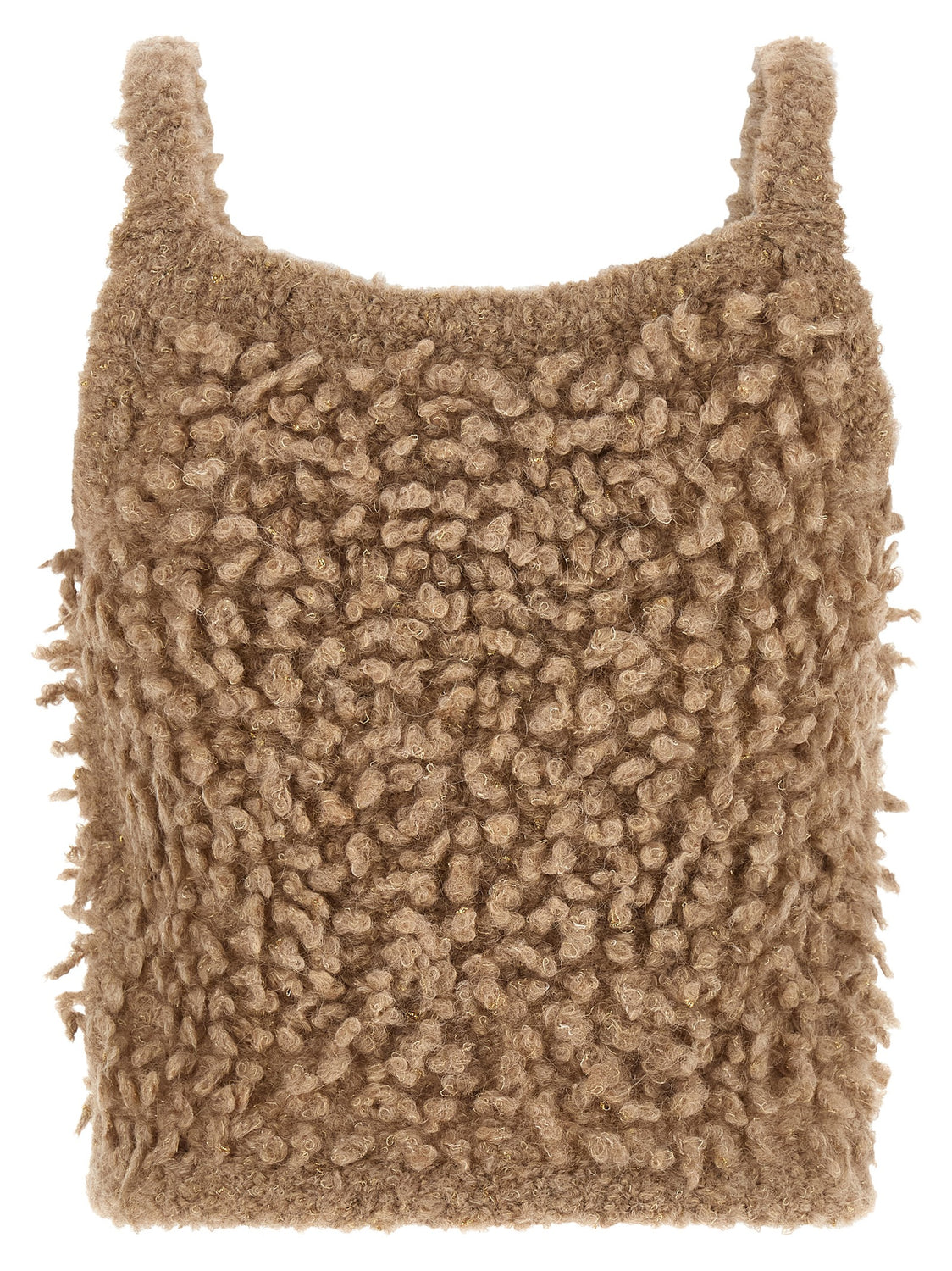 Beige Wool Sleeveles Sweater