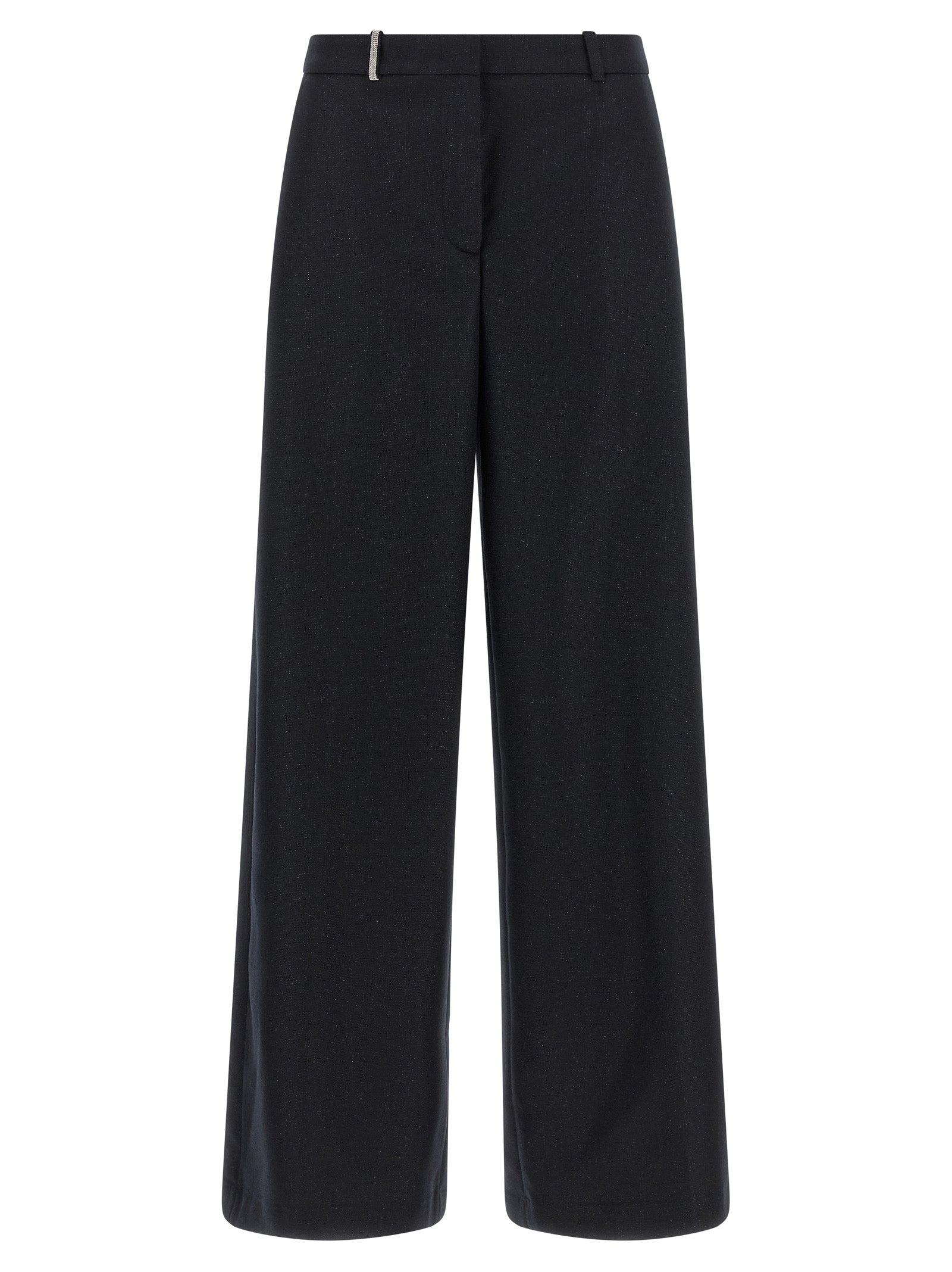 Blue Virgin Wool Casual Pants
