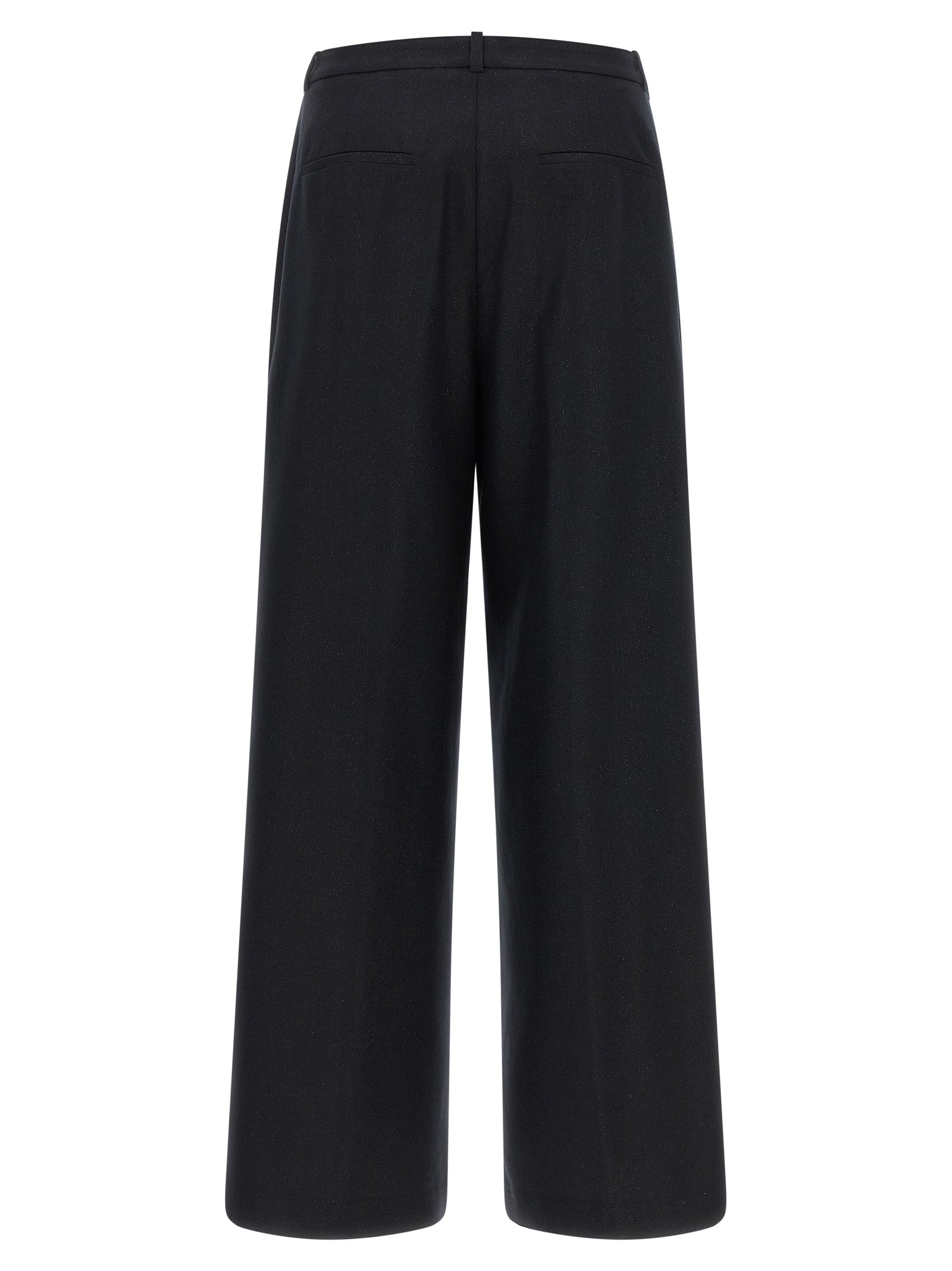Blue Virgin Wool Casual Pants