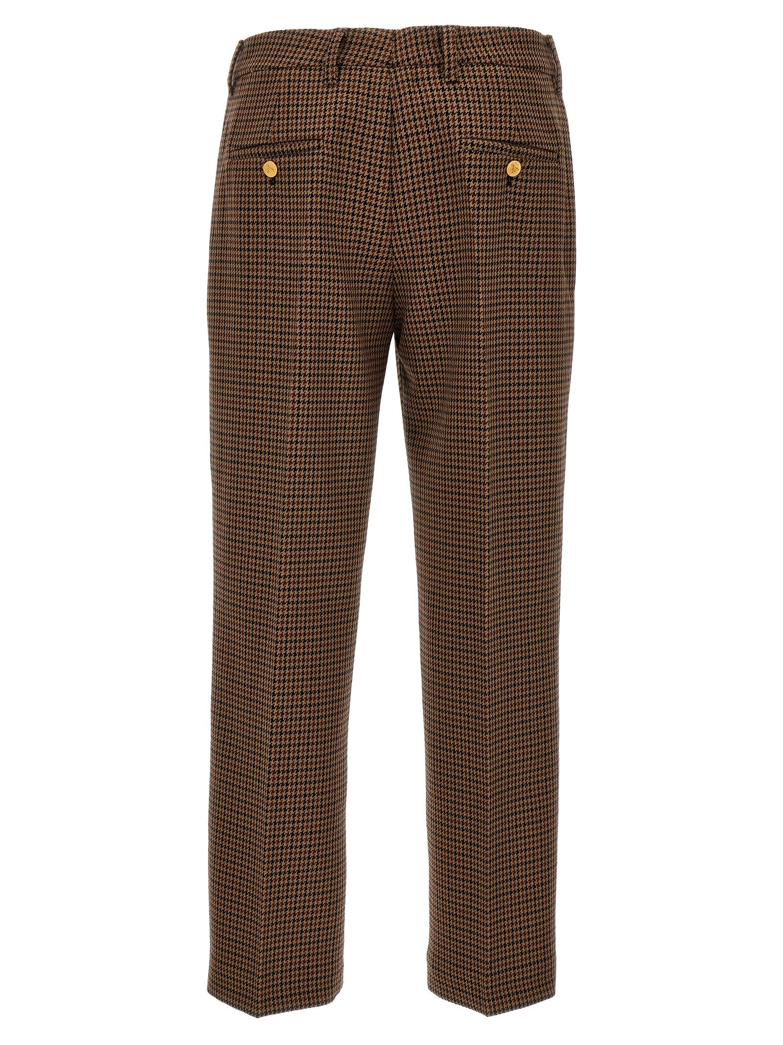 Brown Virgin Wool Casual Pants