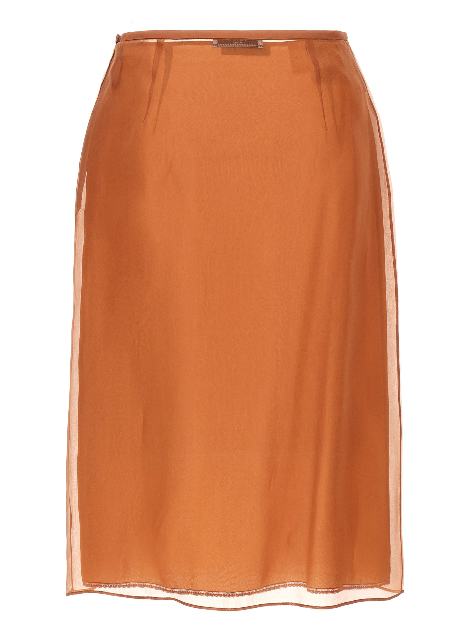 Brown Silk Midi Skirt