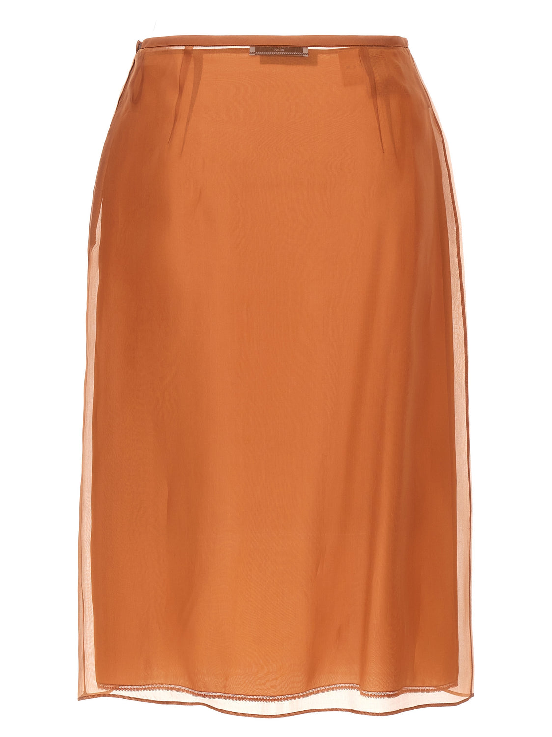 Brown Silk Midi Skirt