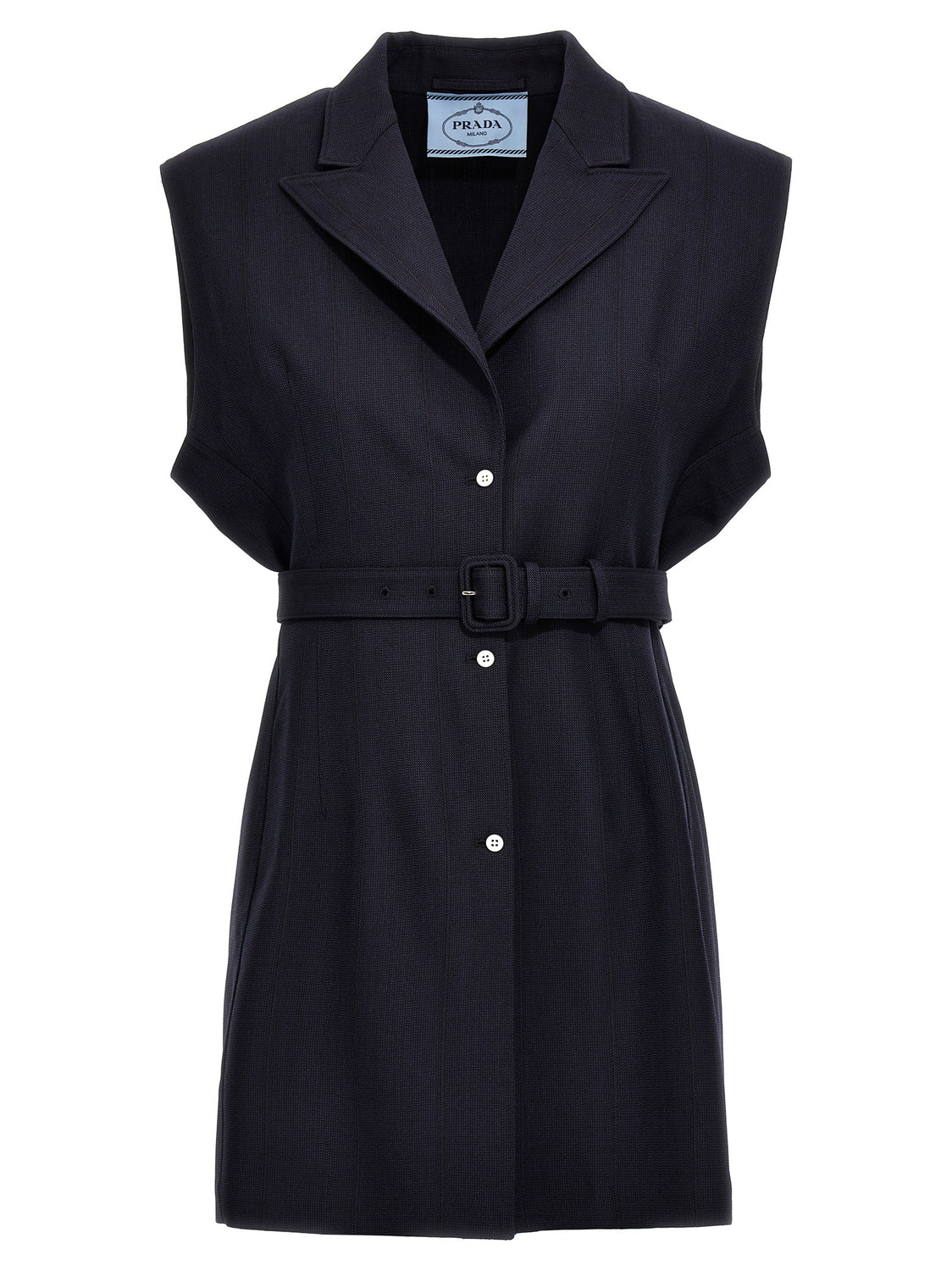 Blue Virgin Wool Sleeveless Jacket