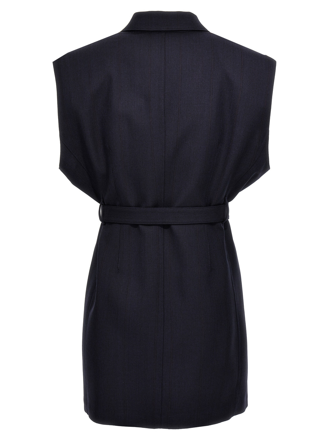 Blue Virgin Wool Sleeveless Jacket