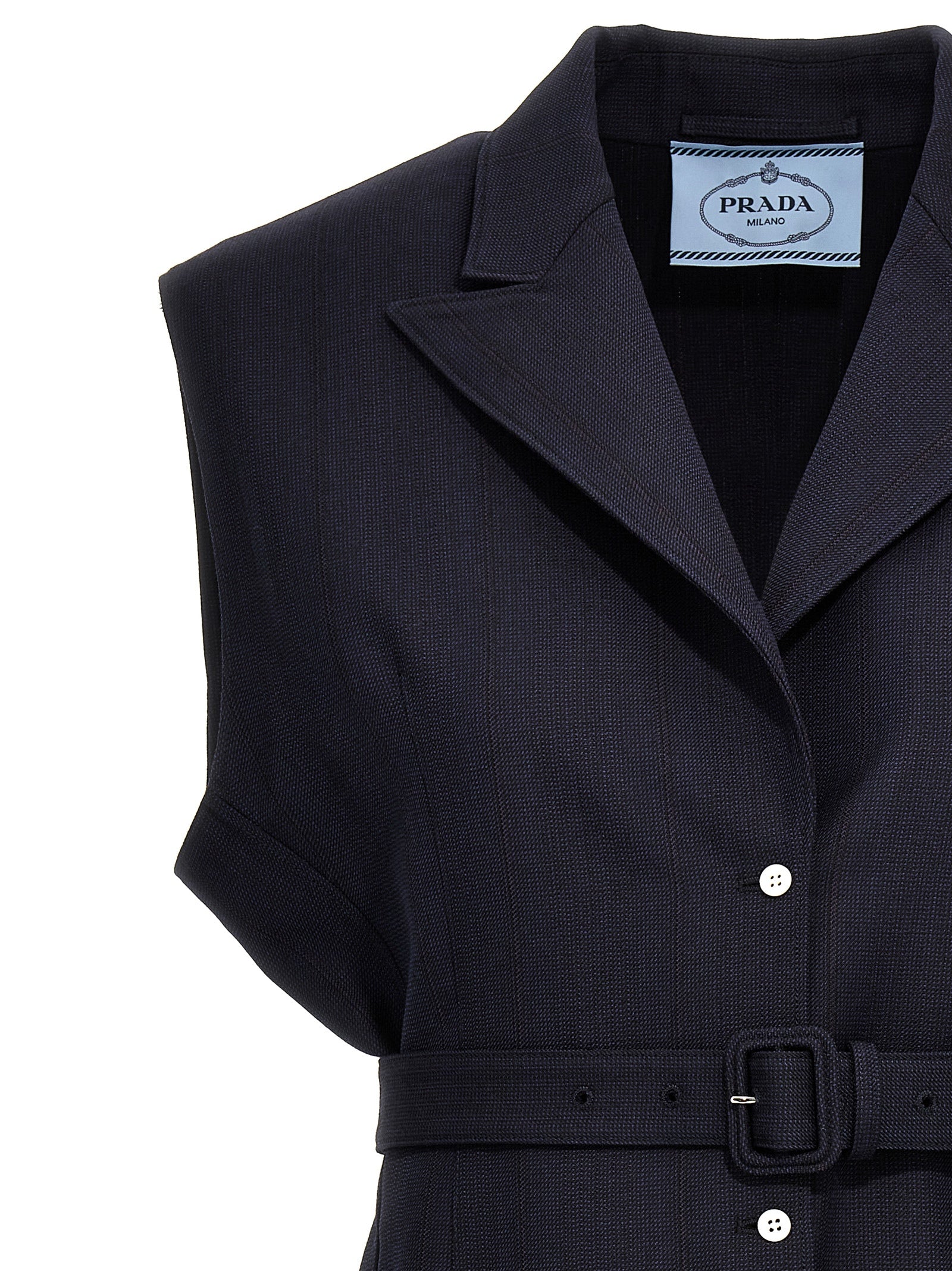 Blue Virgin Wool Sleeveless Jacket