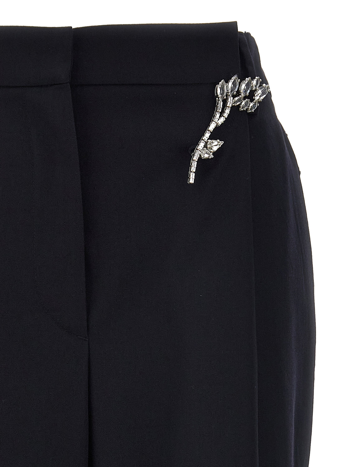 Blue Wool Casual Pants
