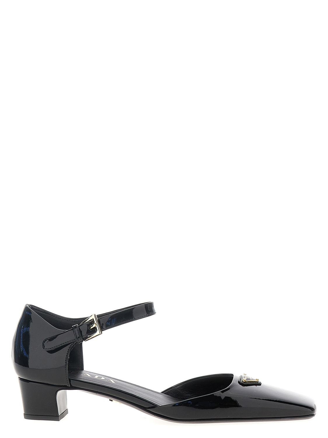 Black Cowhide Mid Heel Pumps