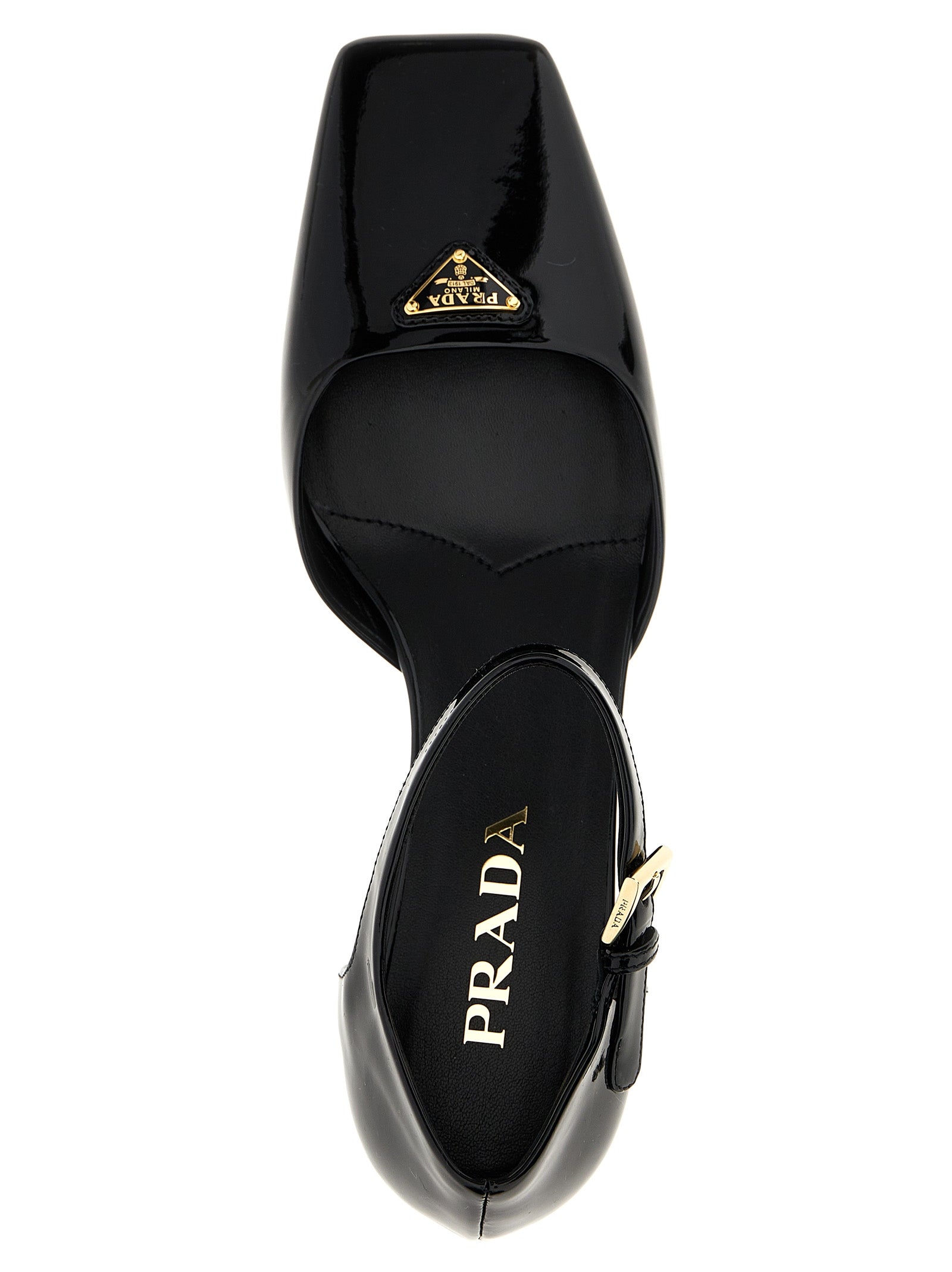 Black Cowhide Mid Heel Pumps
