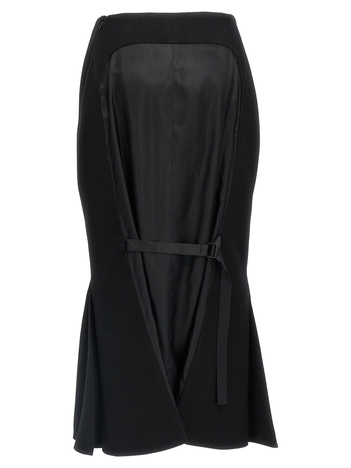 Black Virgin Wool Midi Skirt