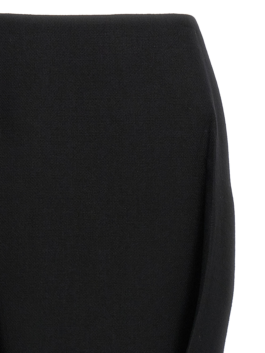 Black Virgin Wool Midi Skirt