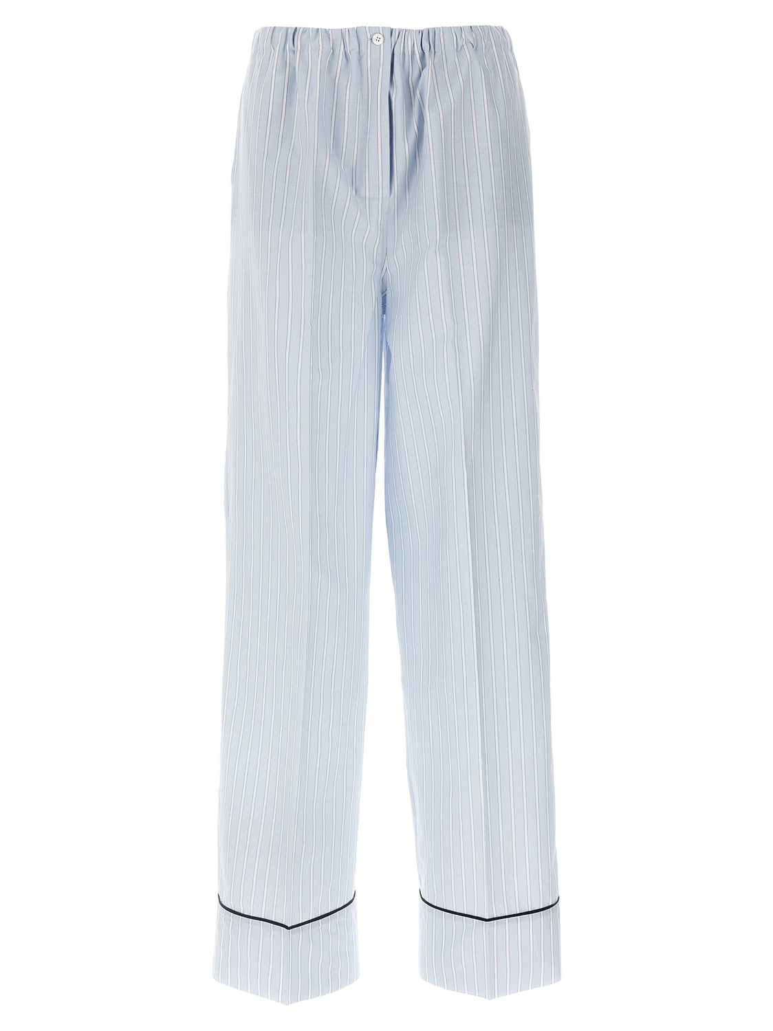 Blue Cotton Casual Pants