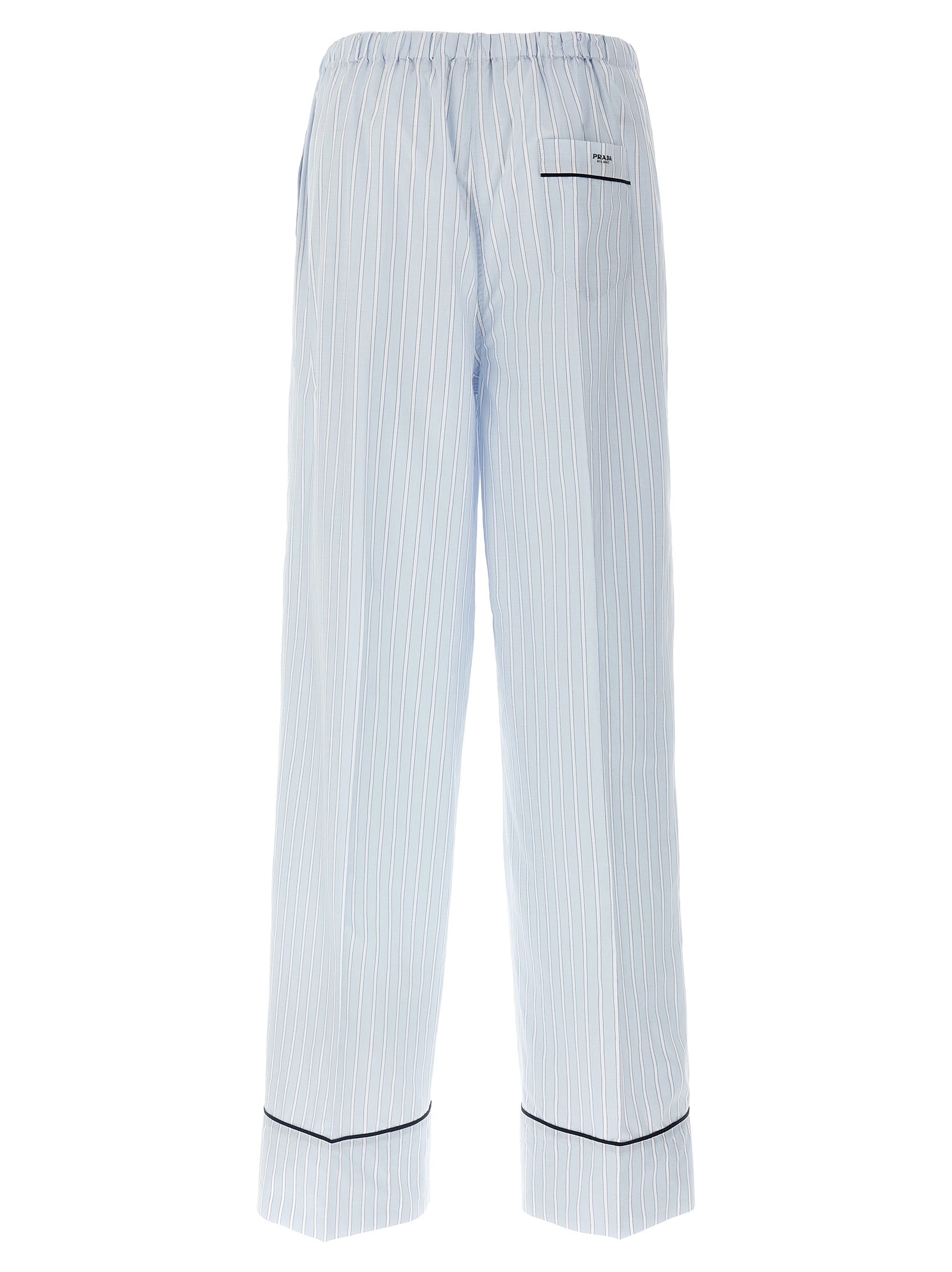 Blue Cotton Casual Pants