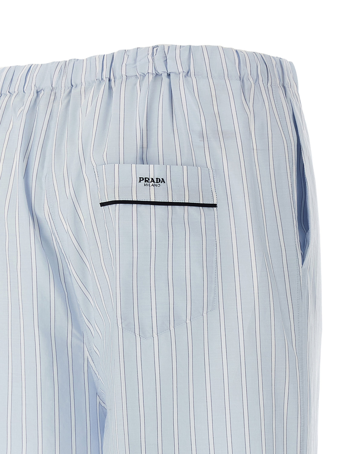 Blue Cotton Casual Pants