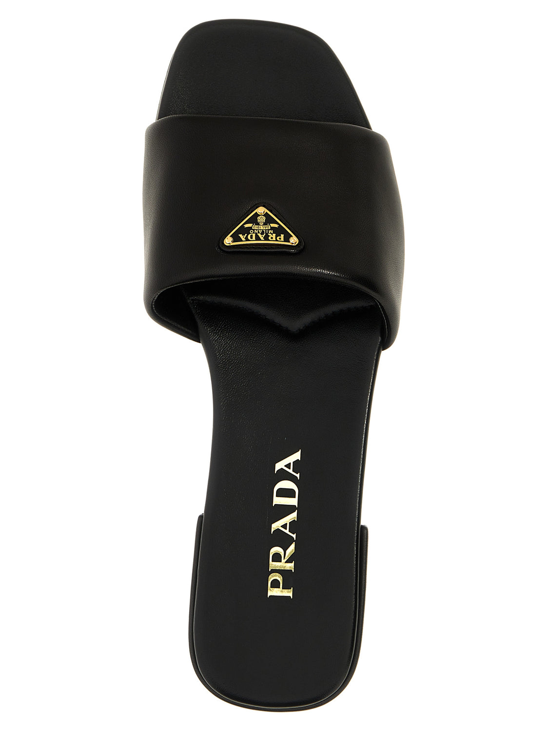 Black Lamb Leather Slides