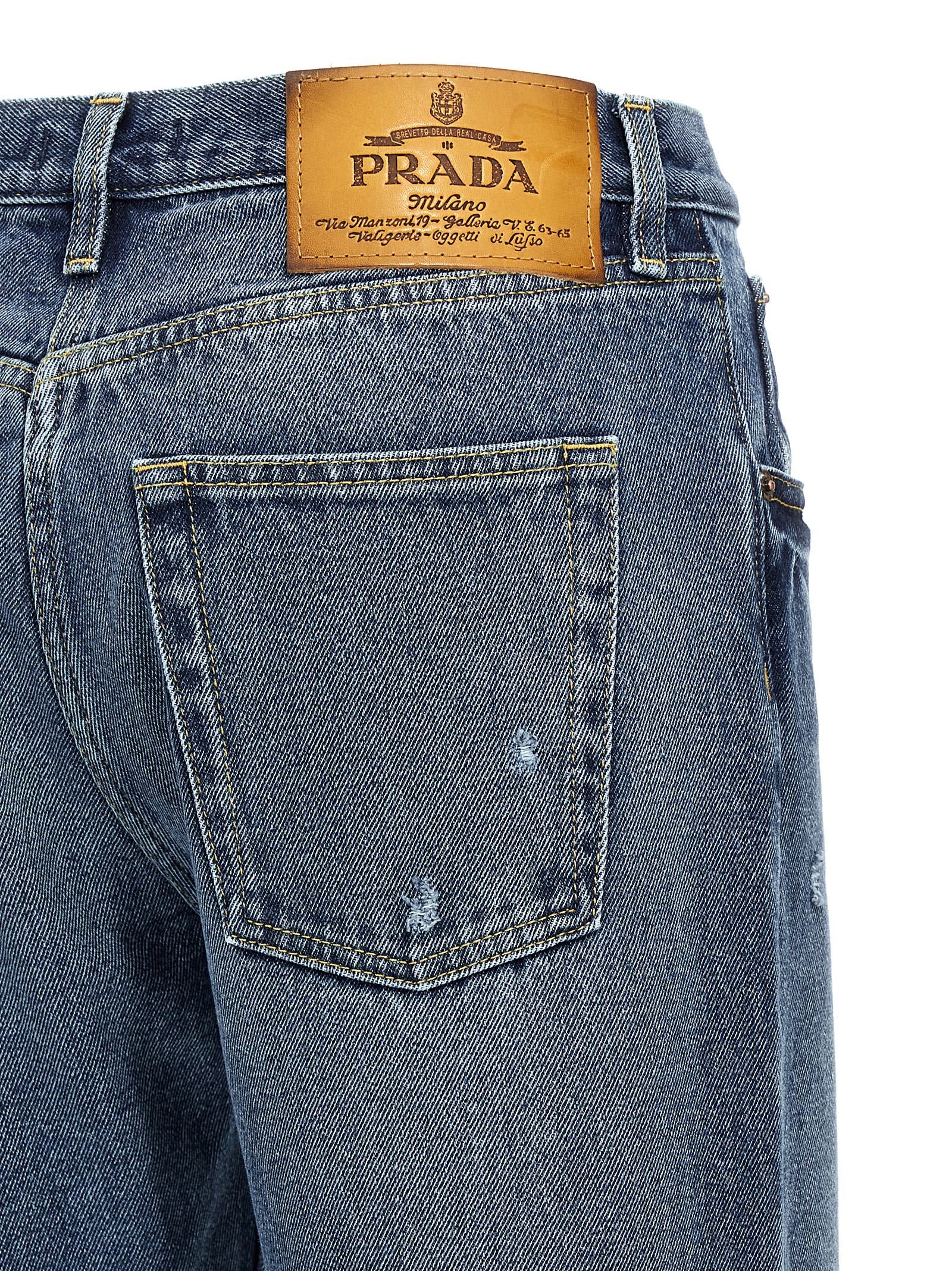 Blue Cotton Straight-Leg Jeans