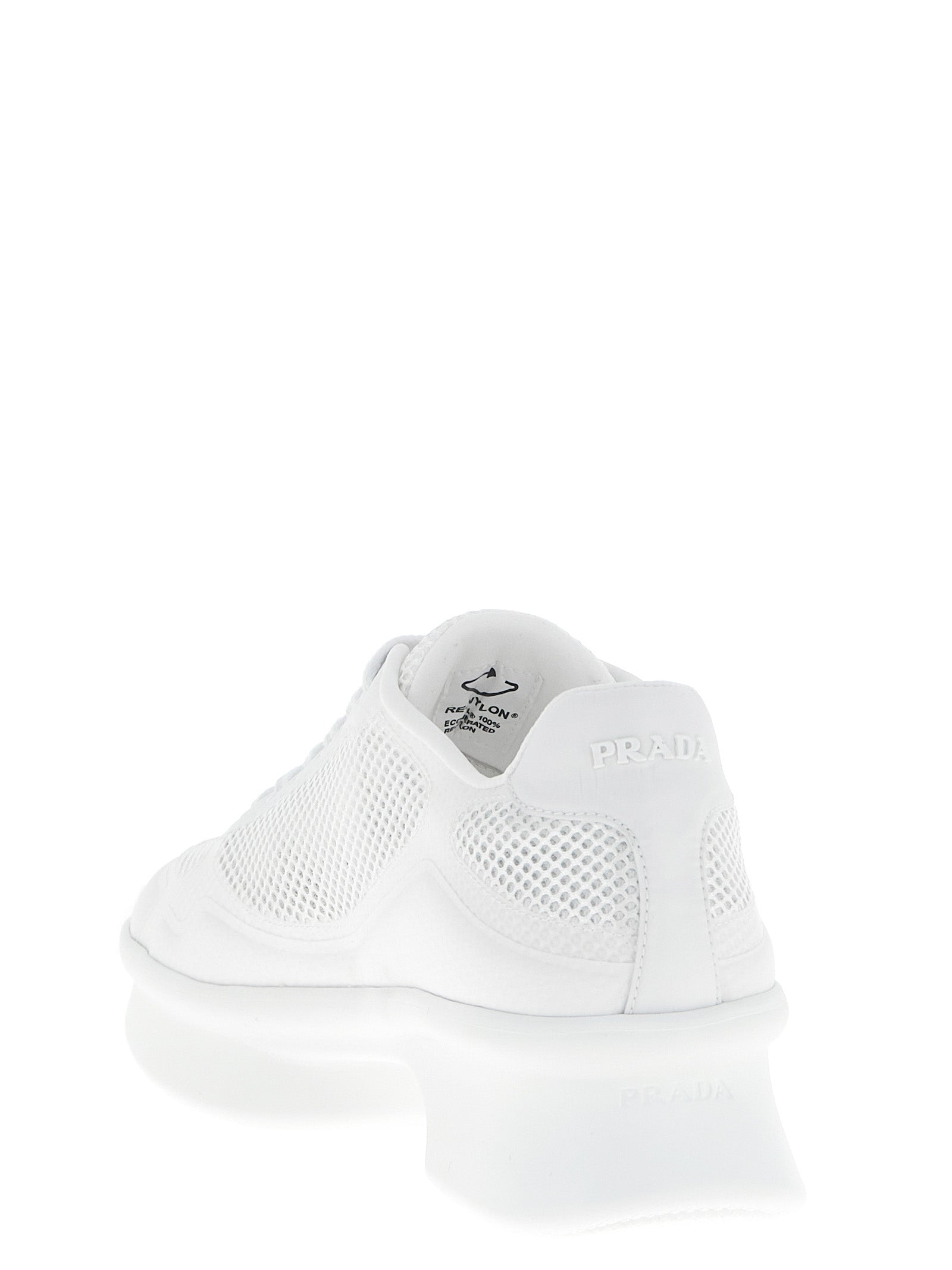 White Polyester Athletic Sneakers