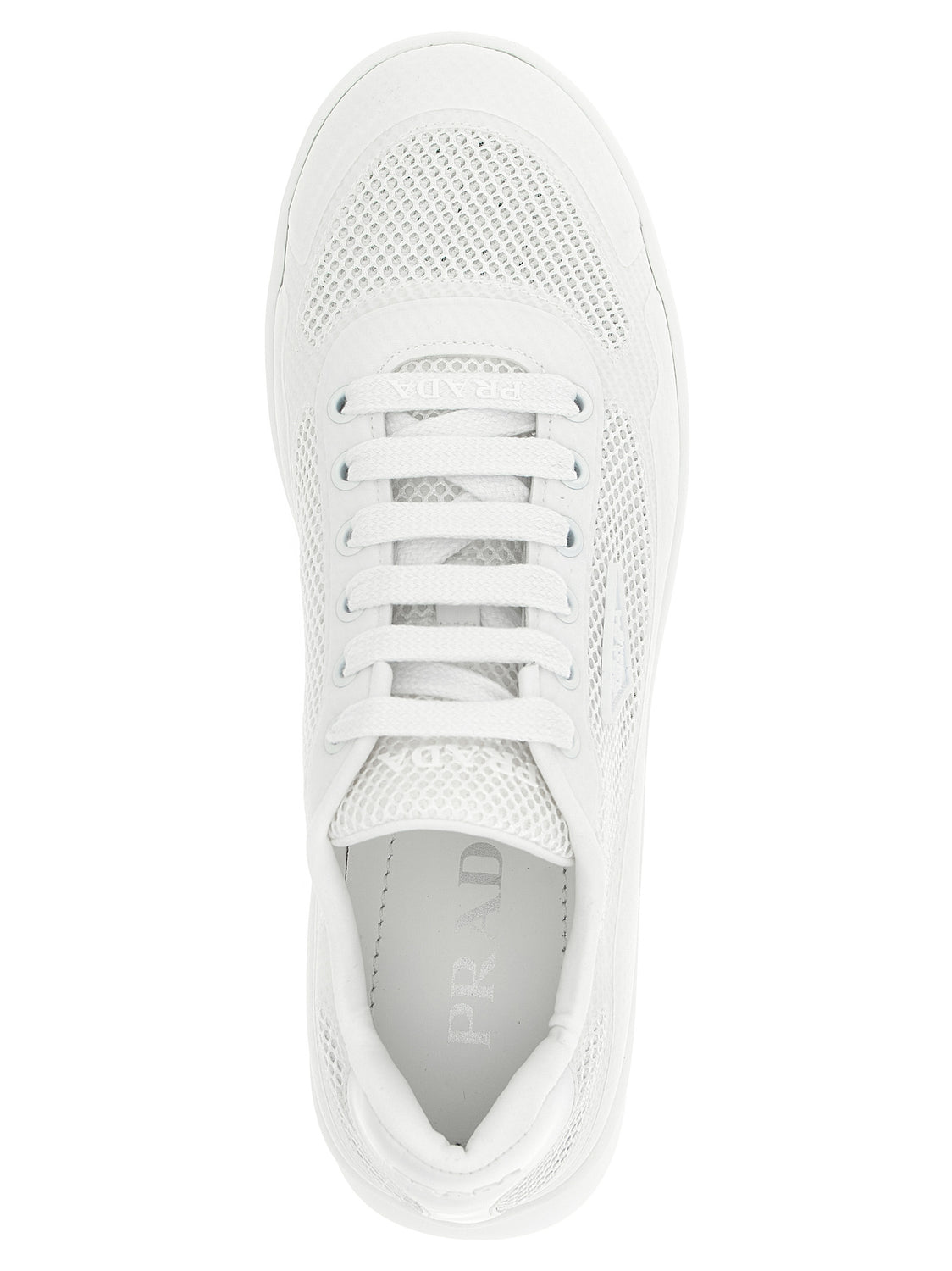 White Polyester Athletic Sneakers