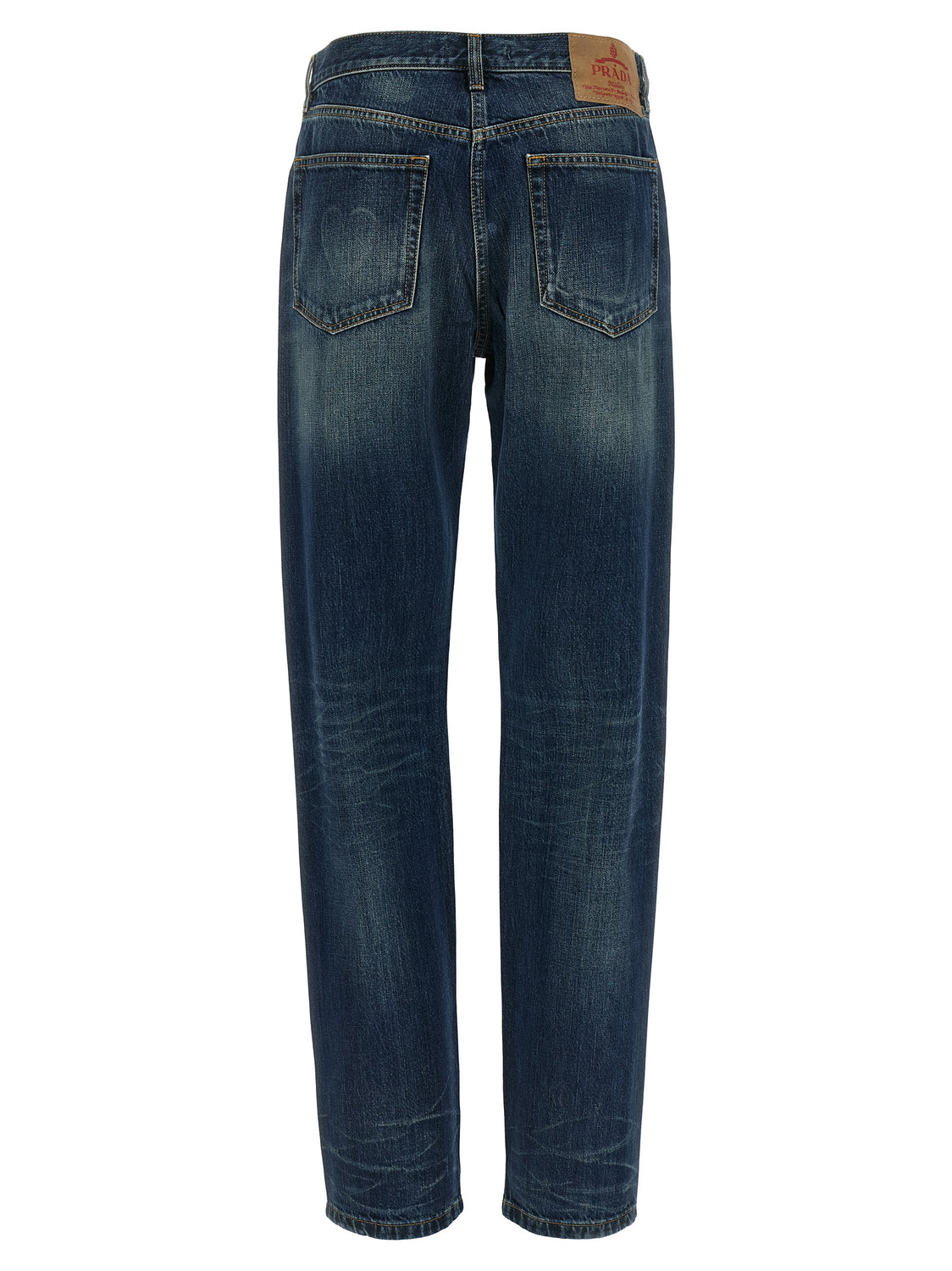 Blue Cotton Straight-Leg Jeans