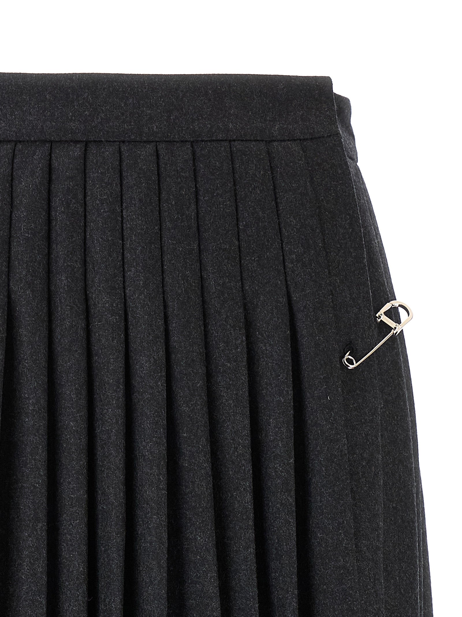 Gray Virgin Wool Midi Skirt
