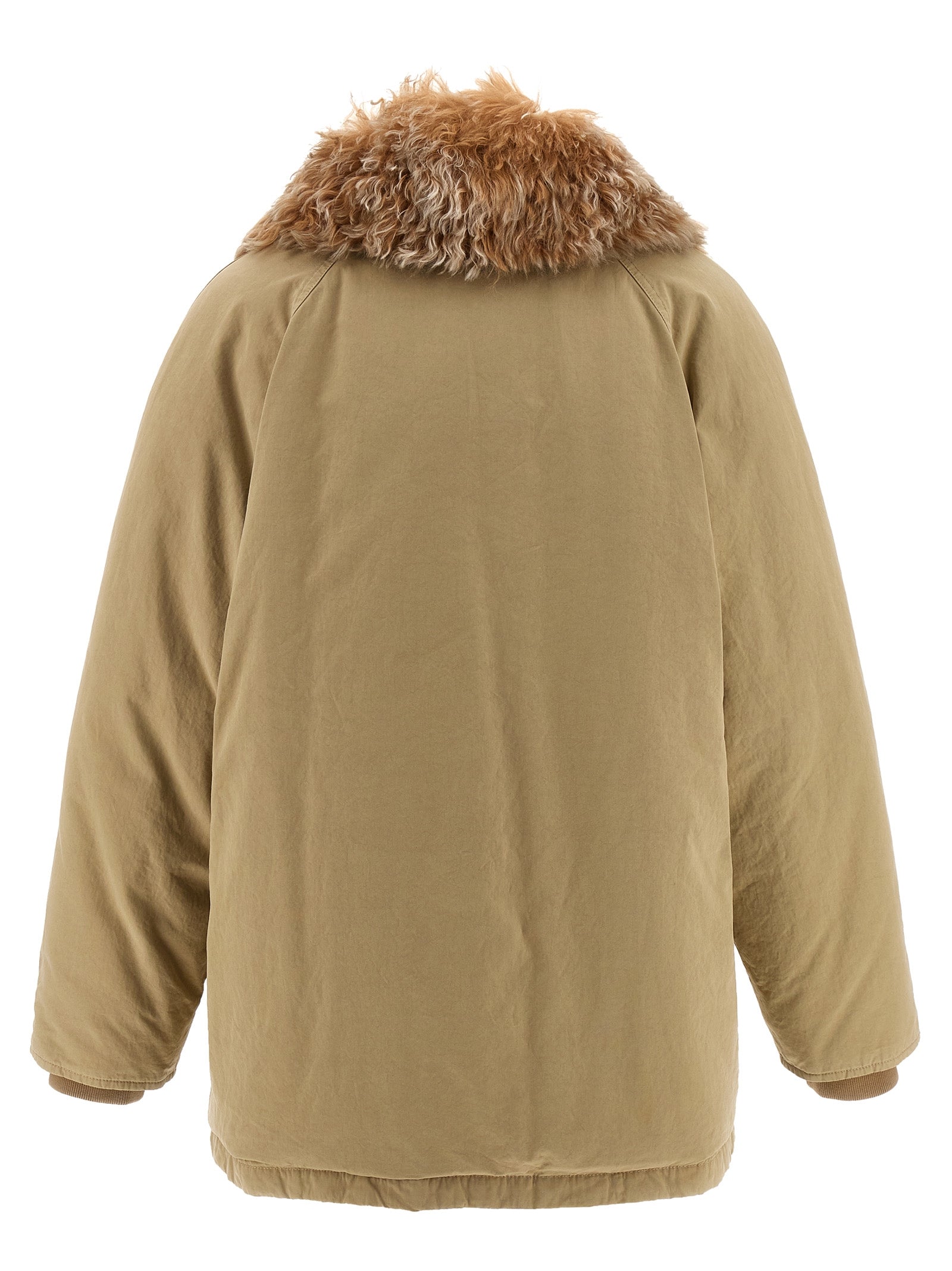 Beige Cotton Full-Length Jacket