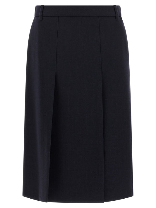 Blue Virgin Wool Midi Skirt