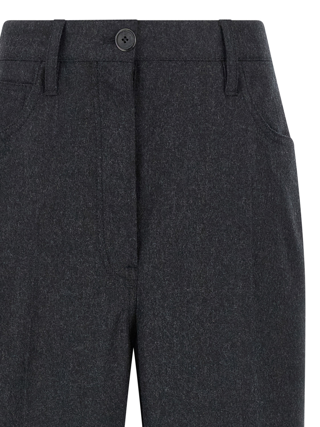 Gray Virgin Wool Casual Pants