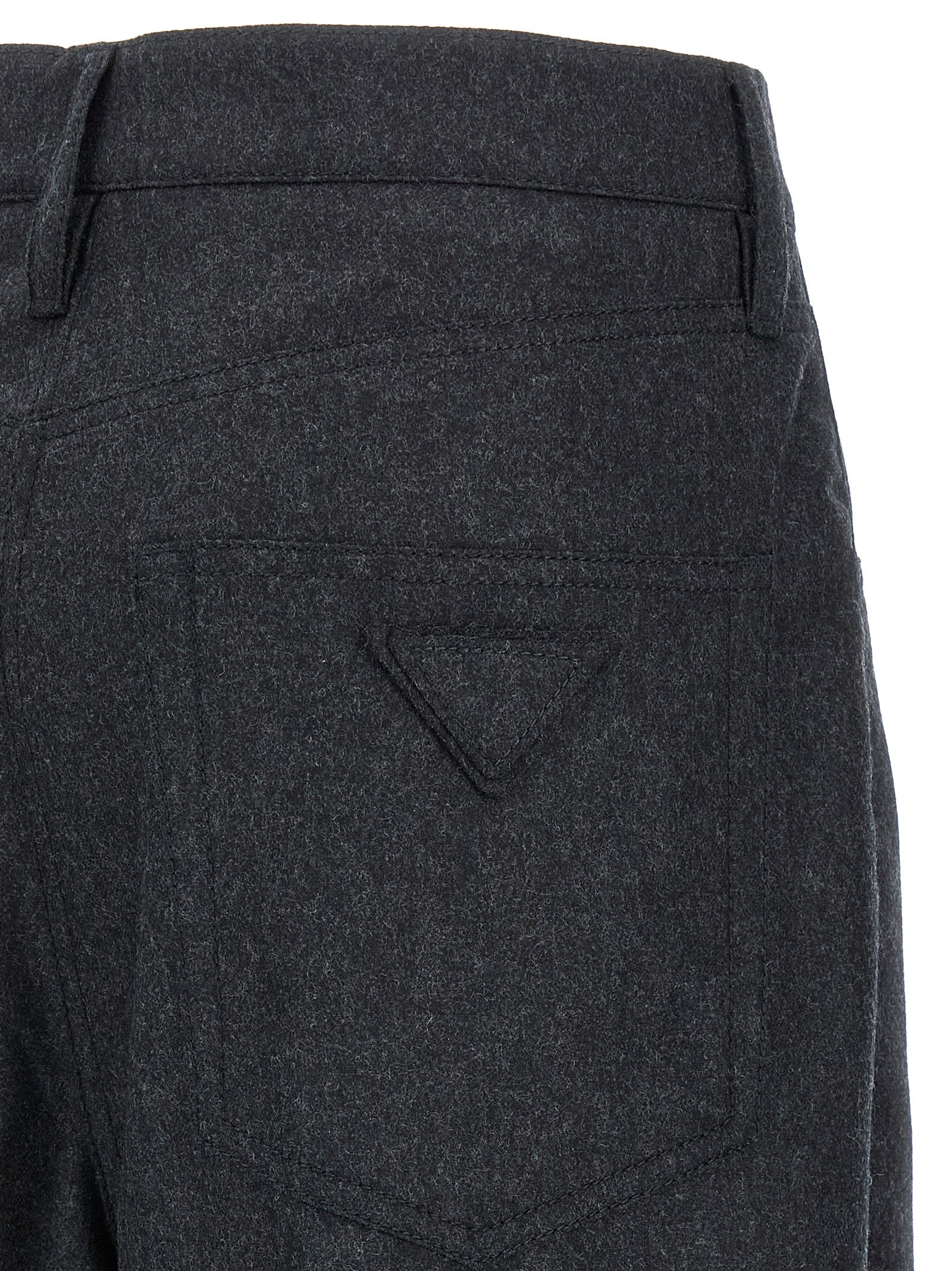 Gray Virgin Wool Casual Pants