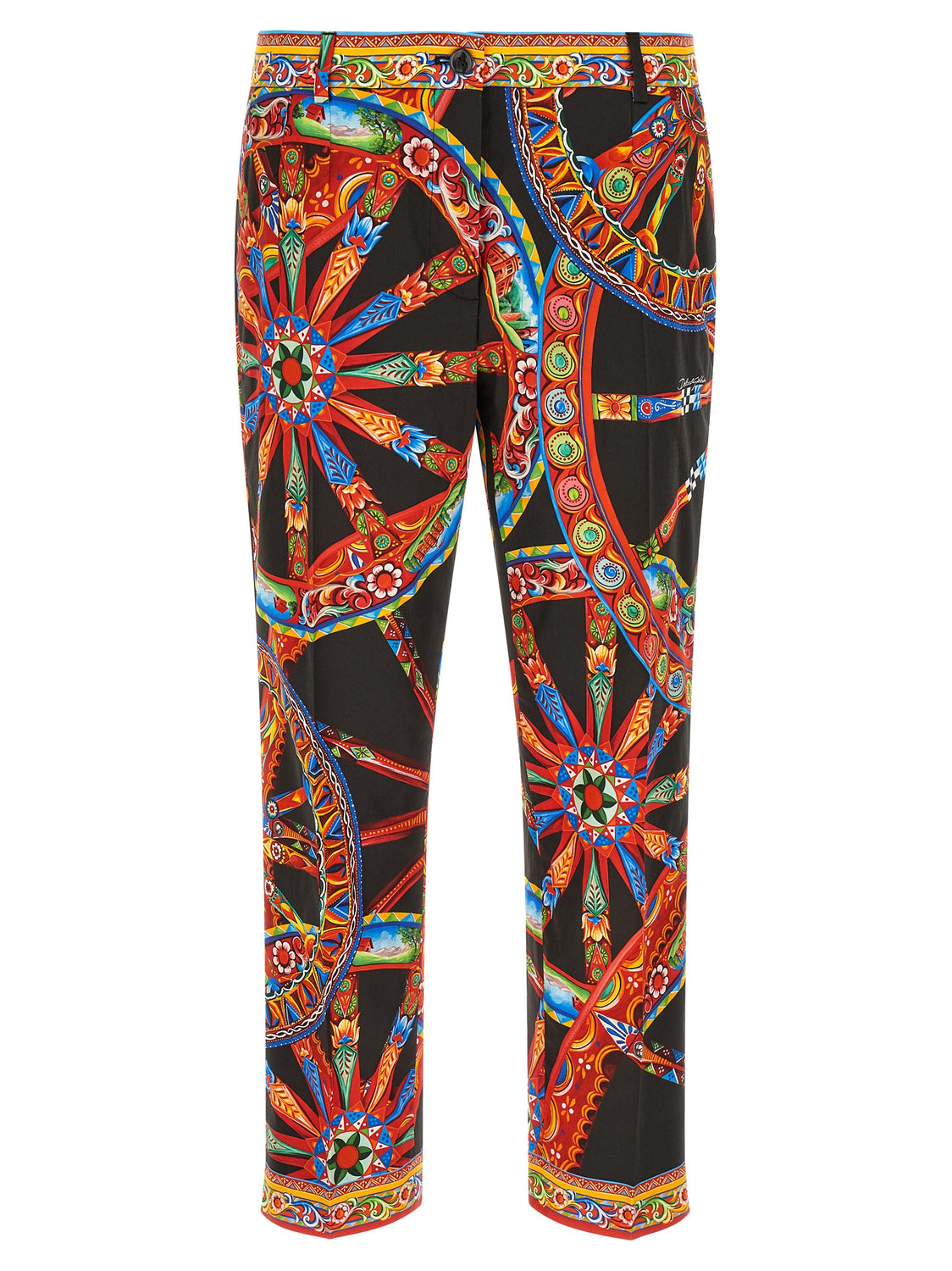 Multicolor Cotton Casual Pants