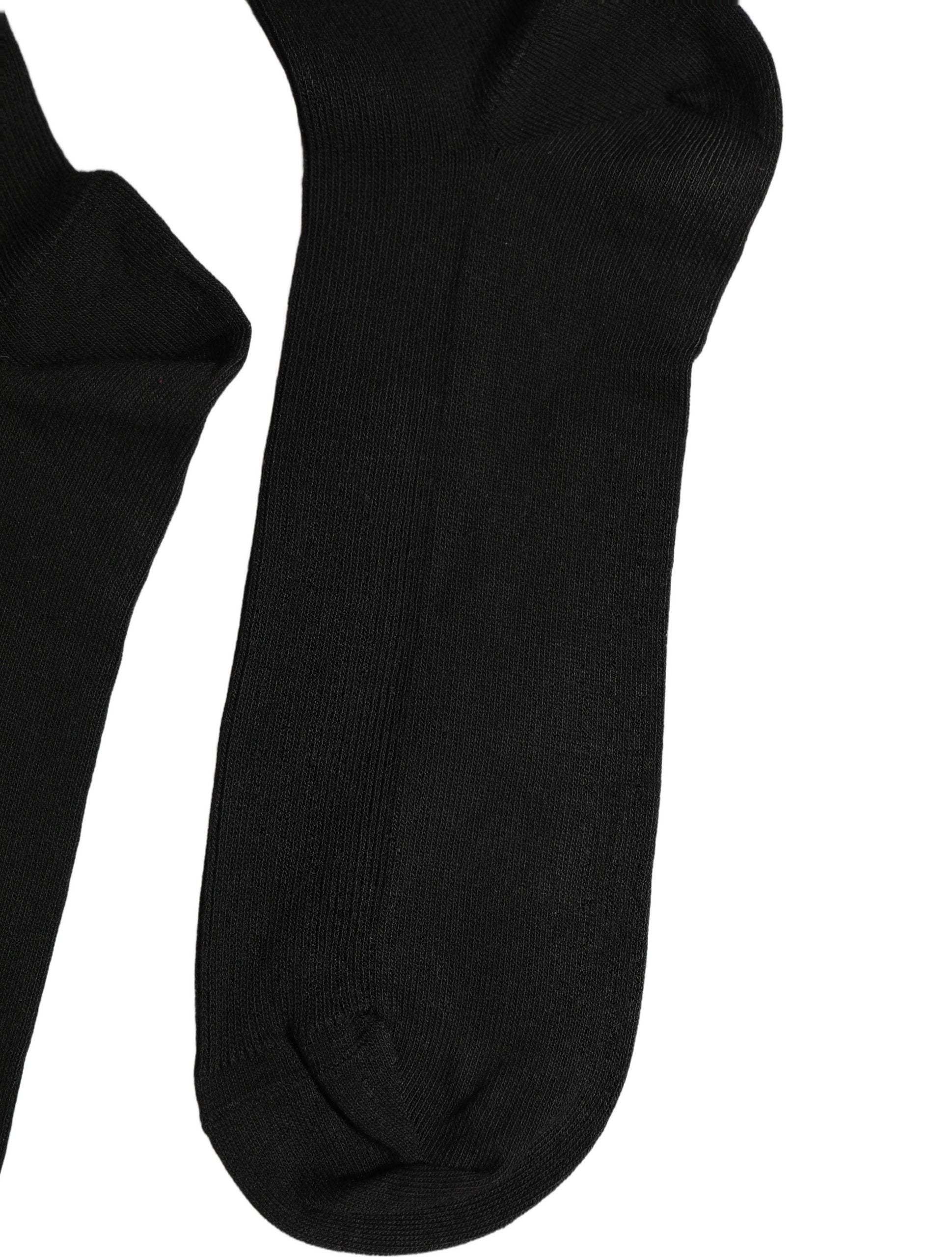 Black Cotton Ribbed Logo Over The Calf Women Socks
