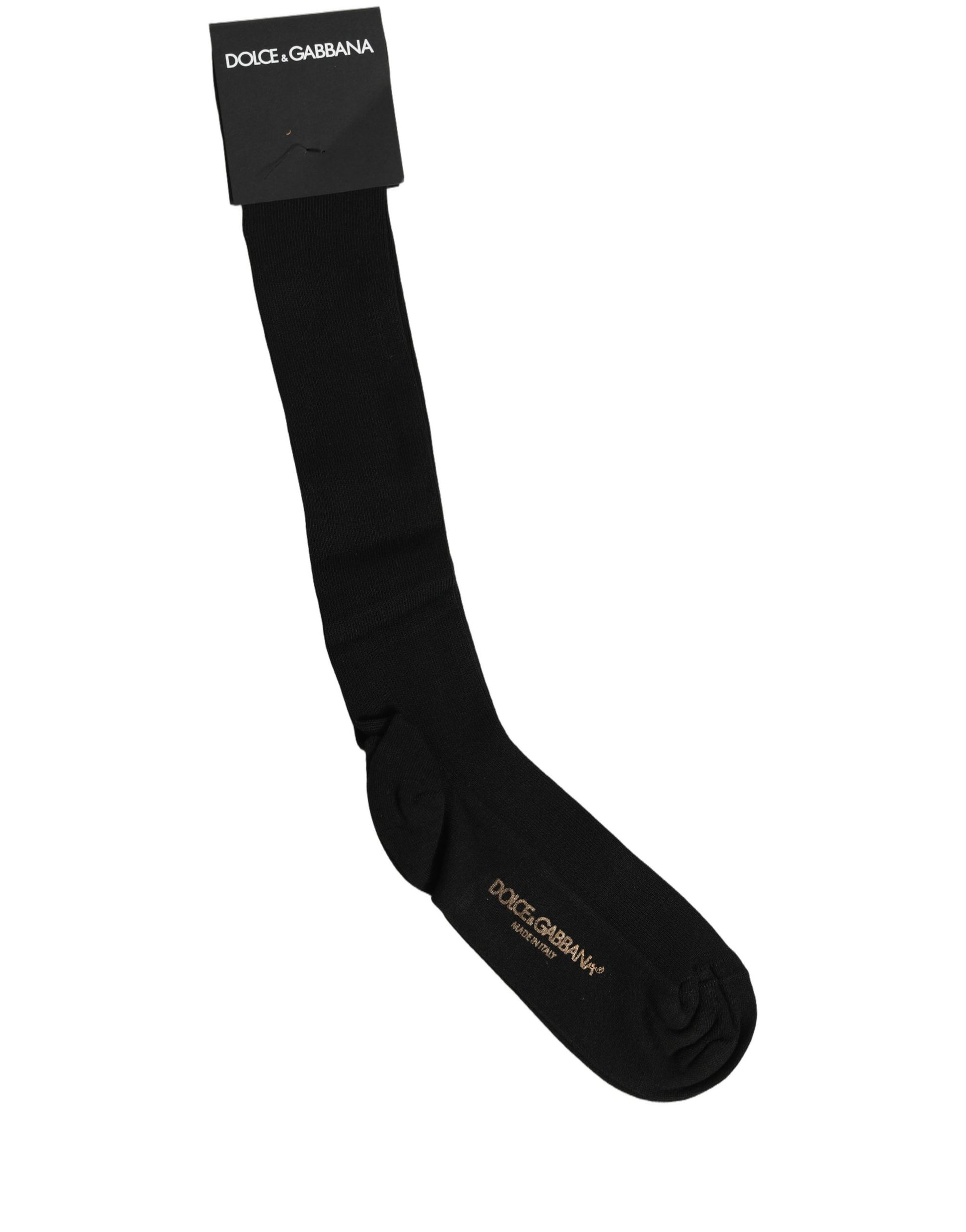 Black Viscose Logo Over The Calf Accessory Socks