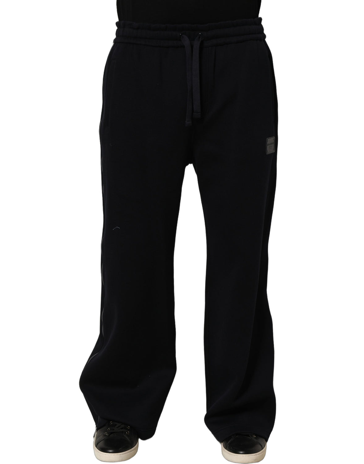 Dark Blue Relaxed Wide Leg Men Jogger Pants