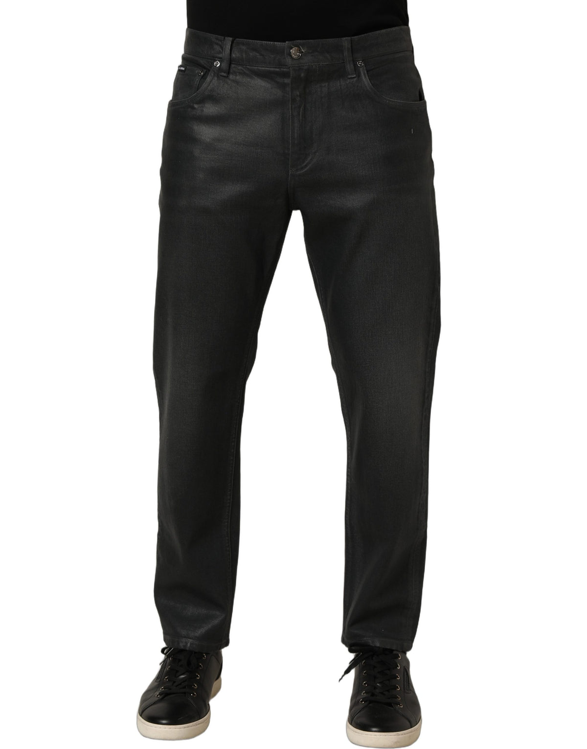 Dark Gray Cotton Loose Fit Men Denim Jeans