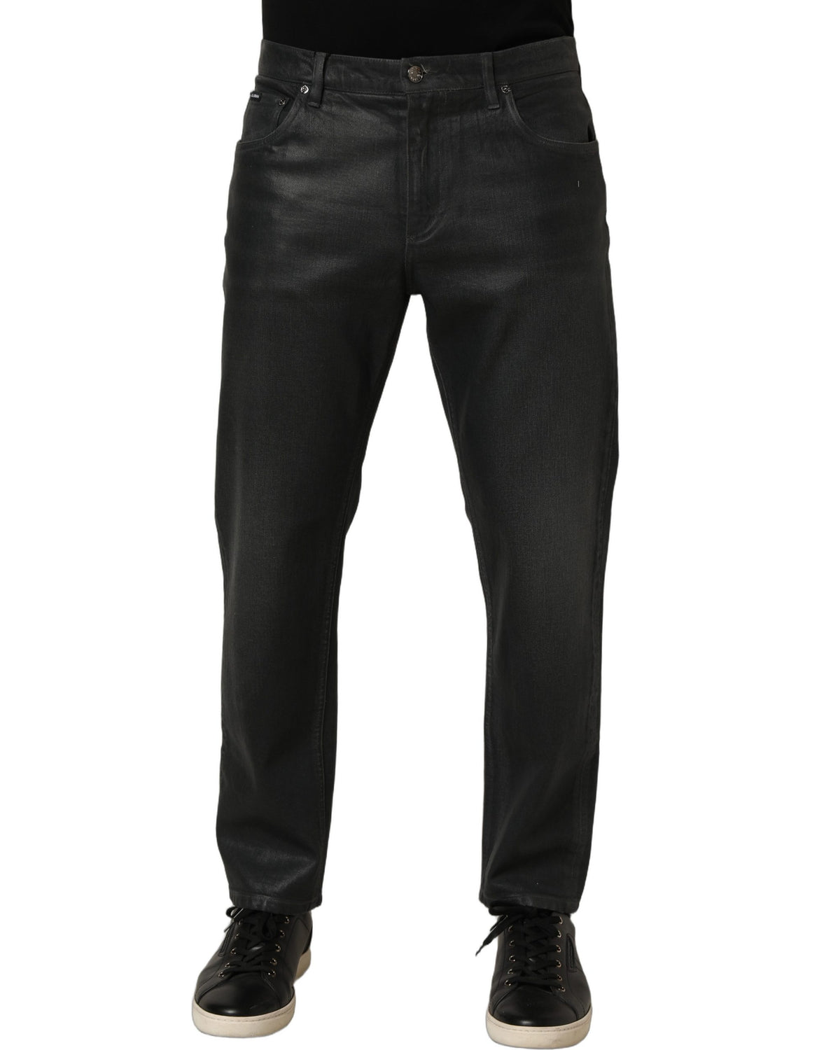 Dark Gray Cotton Loose Fit Men Denim Jeans