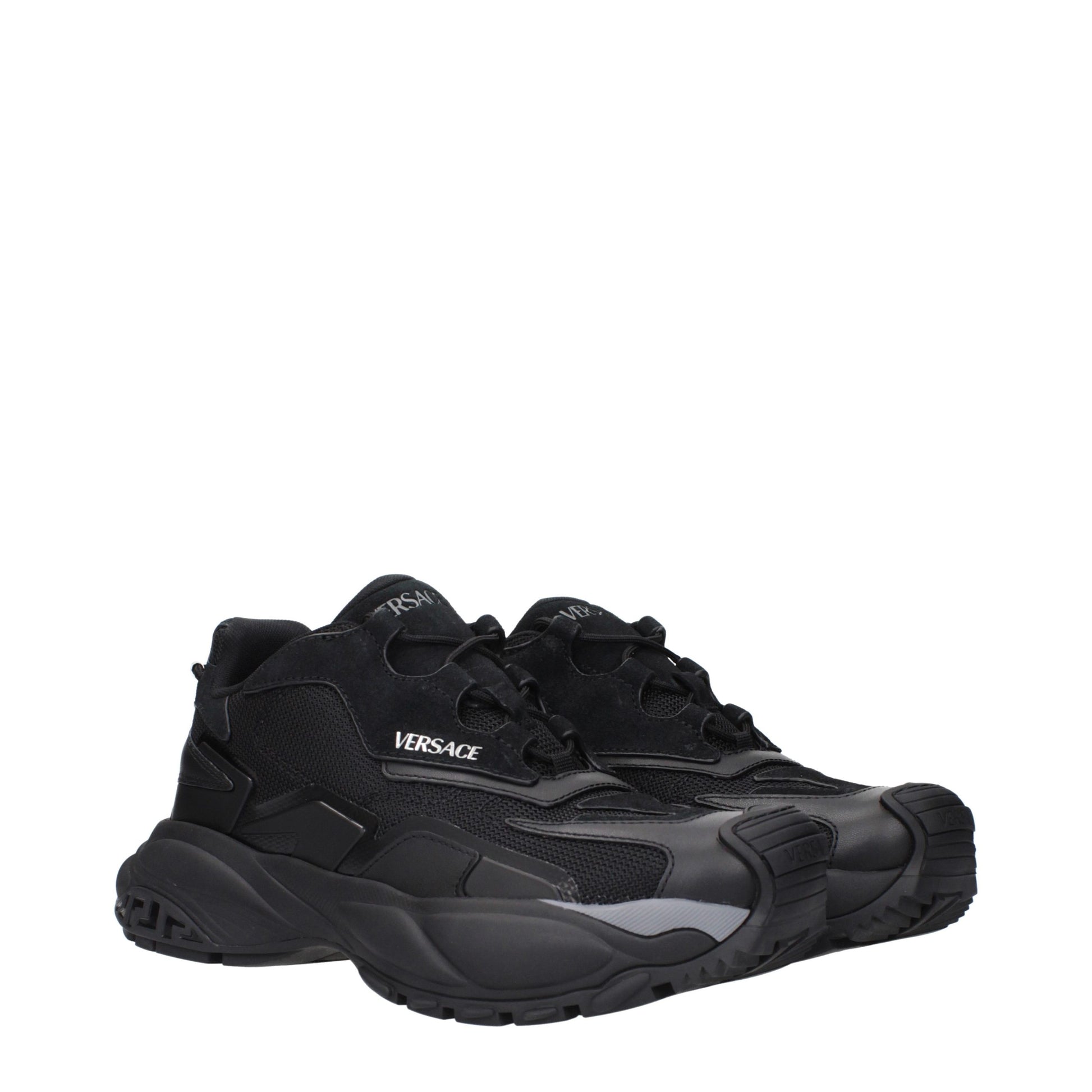 Black Fabric Chunky Sneakers