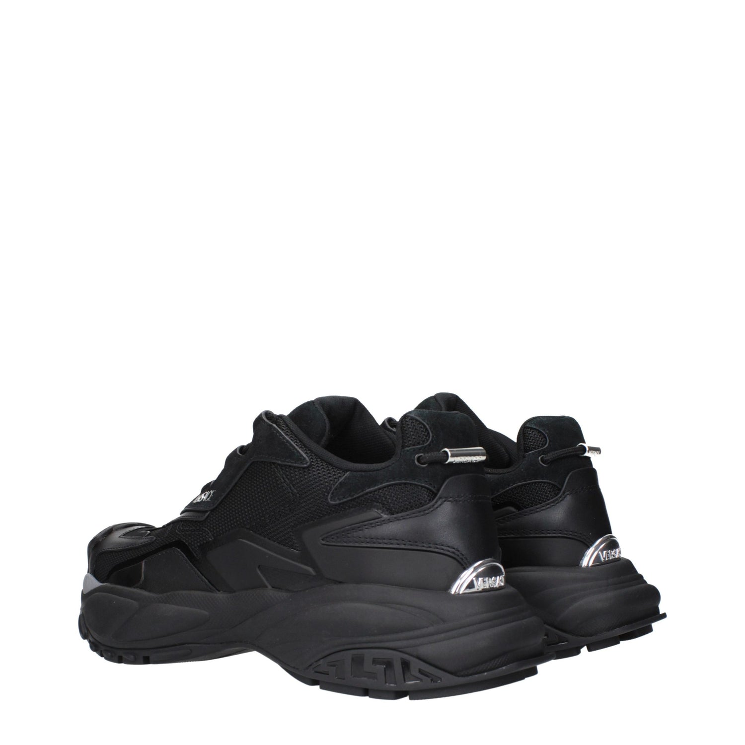 Black Fabric Chunky Sneakers