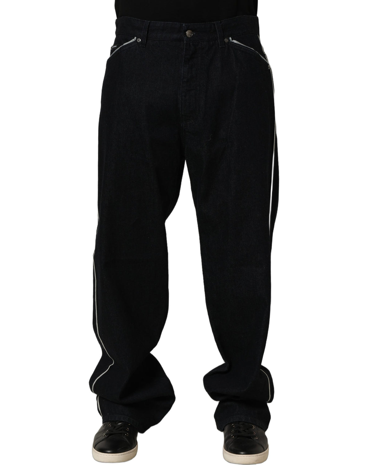 Black Cotton Stretch Straight Men Denim Jeans