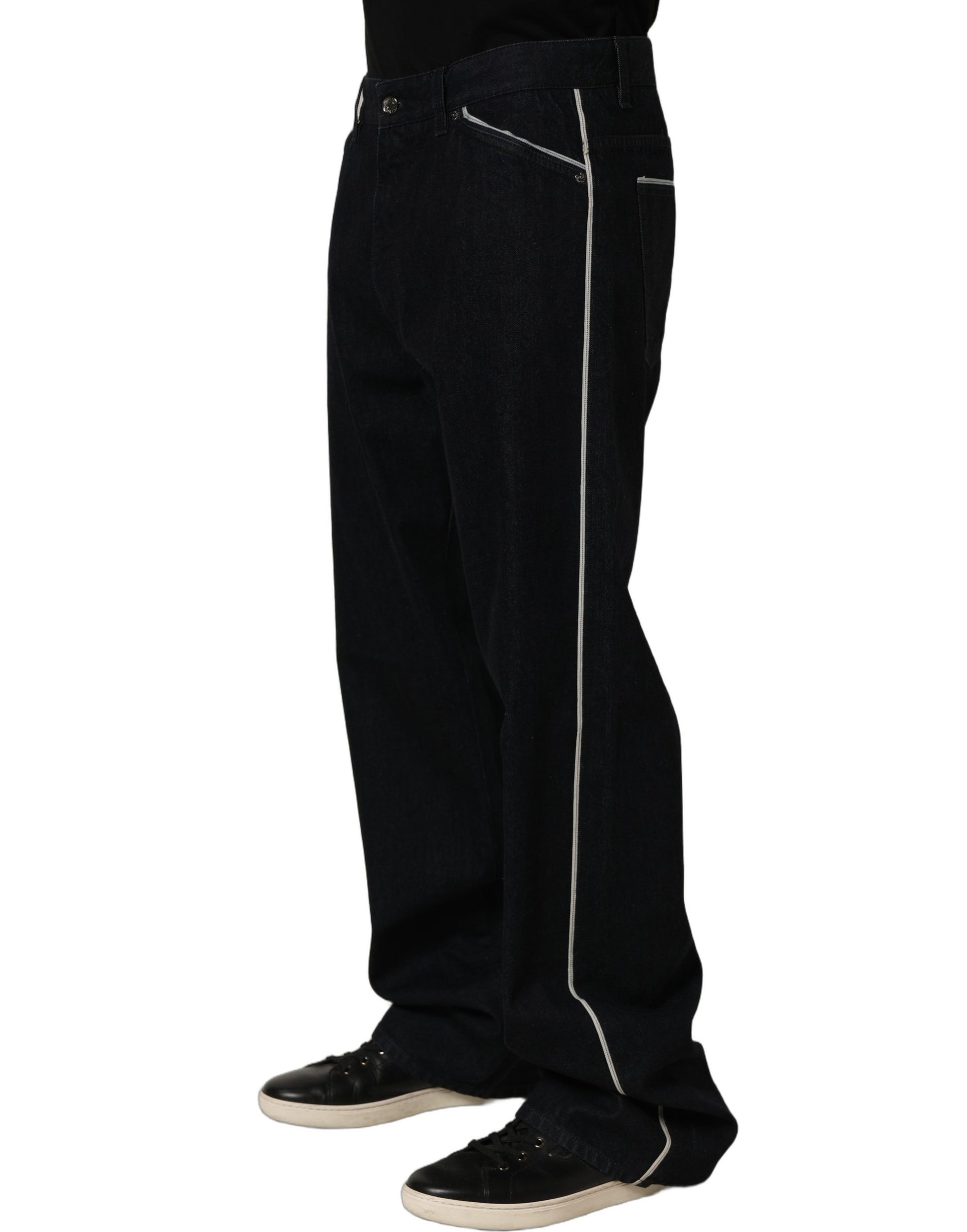 Black Cotton Stretch Straight Men Denim Jeans