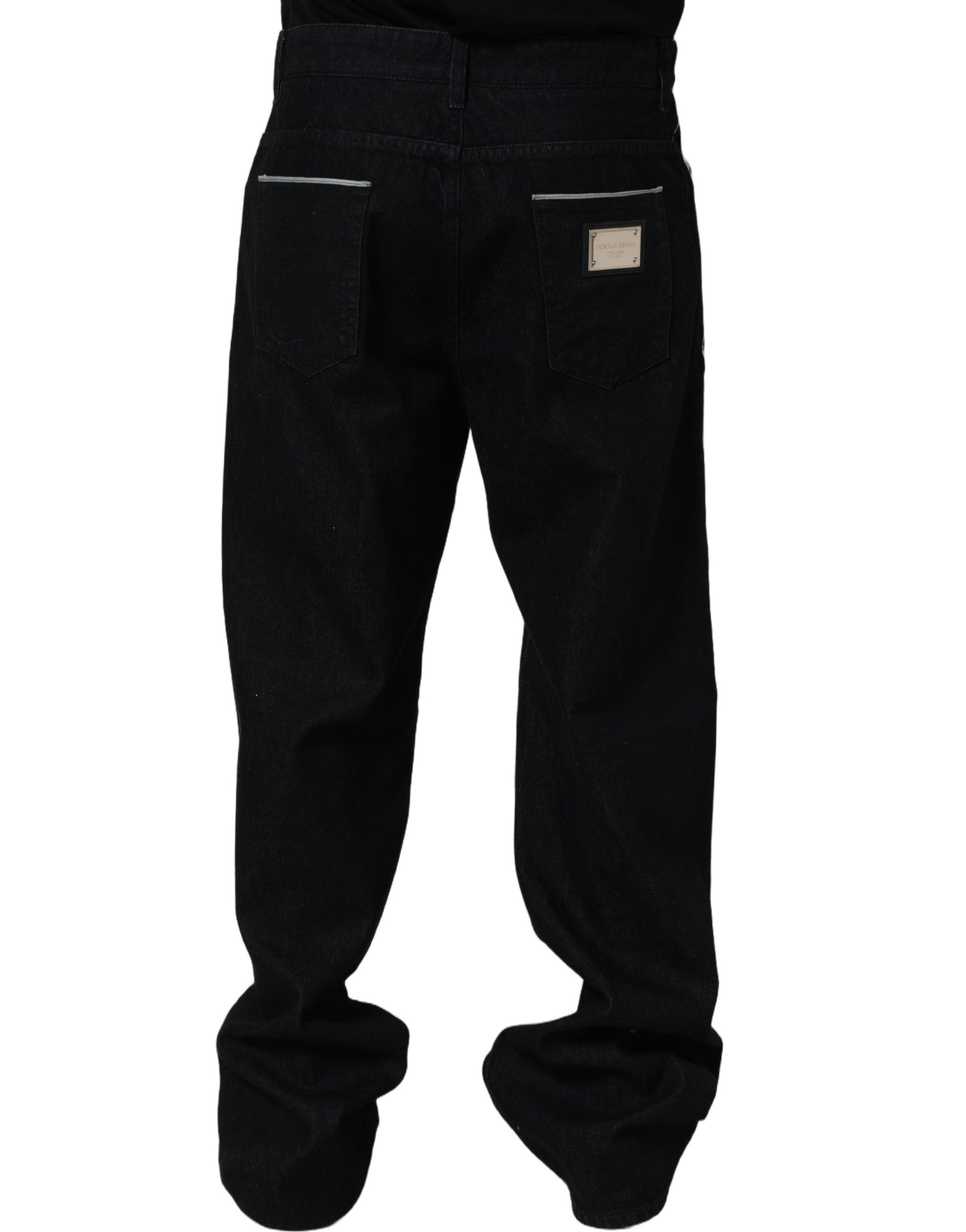 Black Cotton Stretch Straight Men Denim Jeans