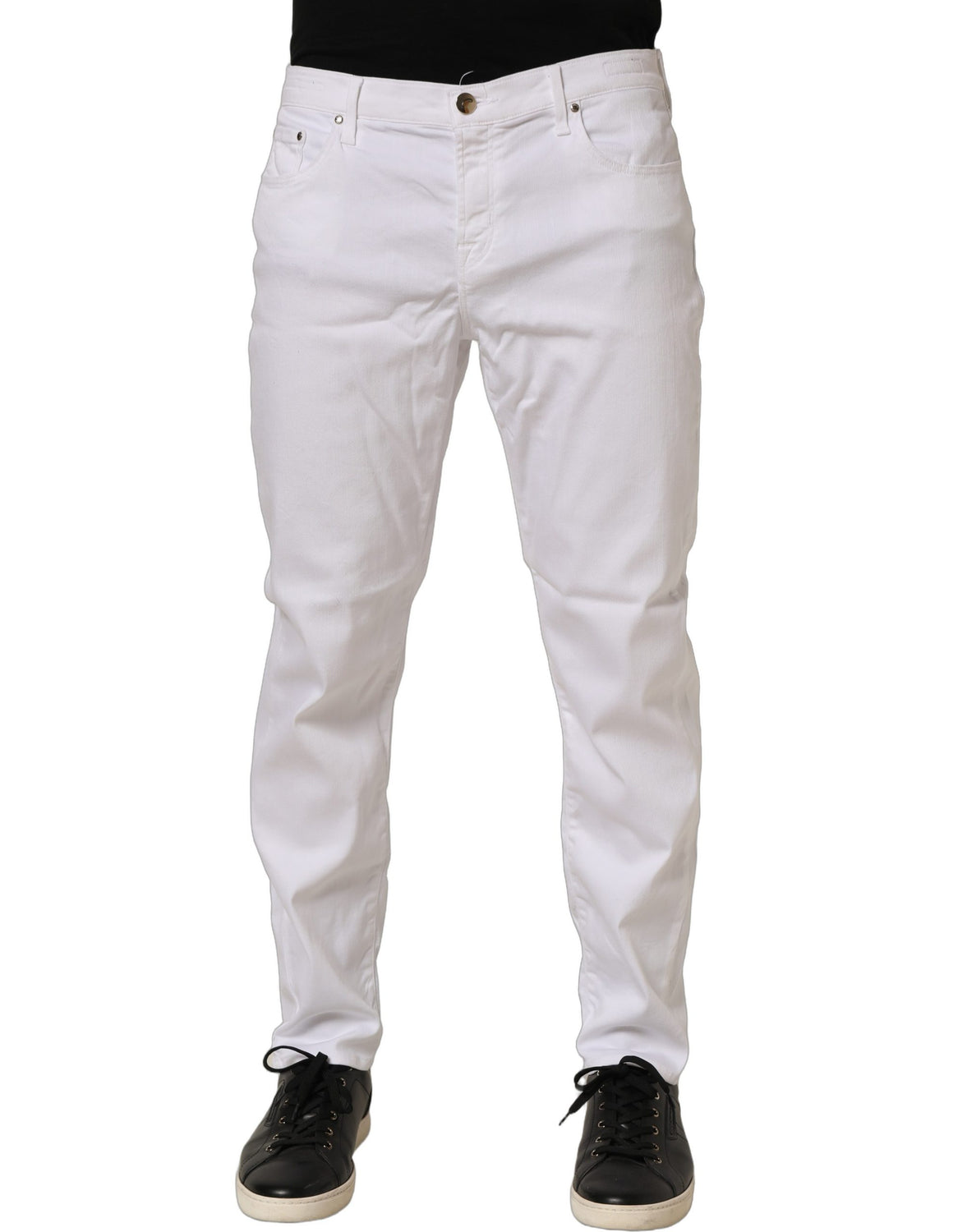 White Skinny Fit Mid Waist Men Denim Trouser Jeans