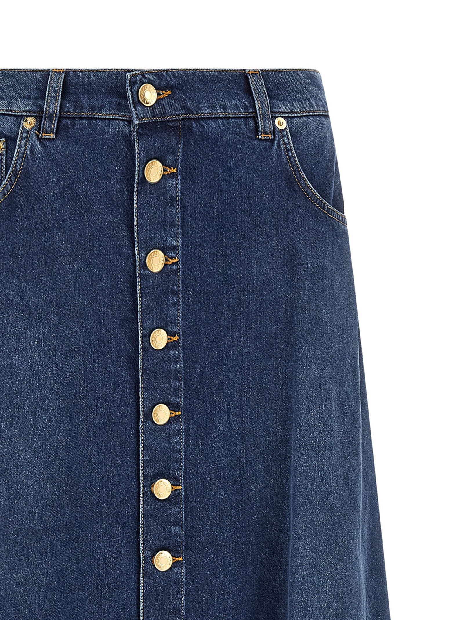 Blue Cotton Mini Skirt