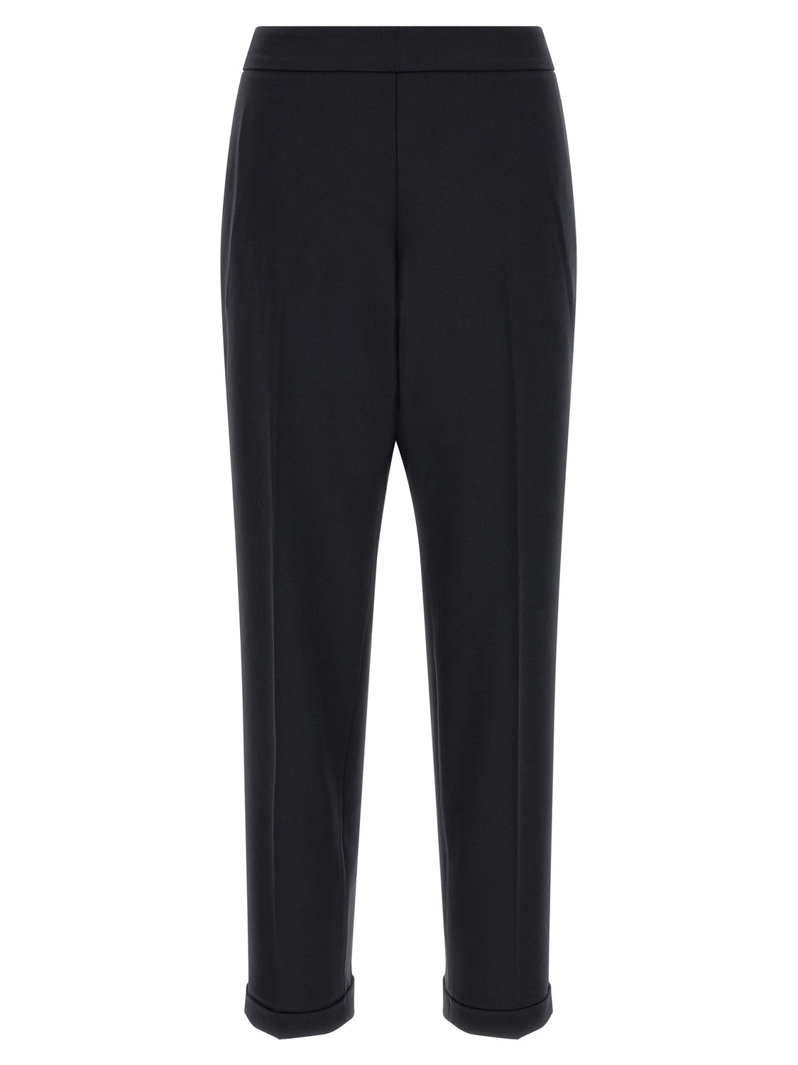 Black Polyester Cropped Pants