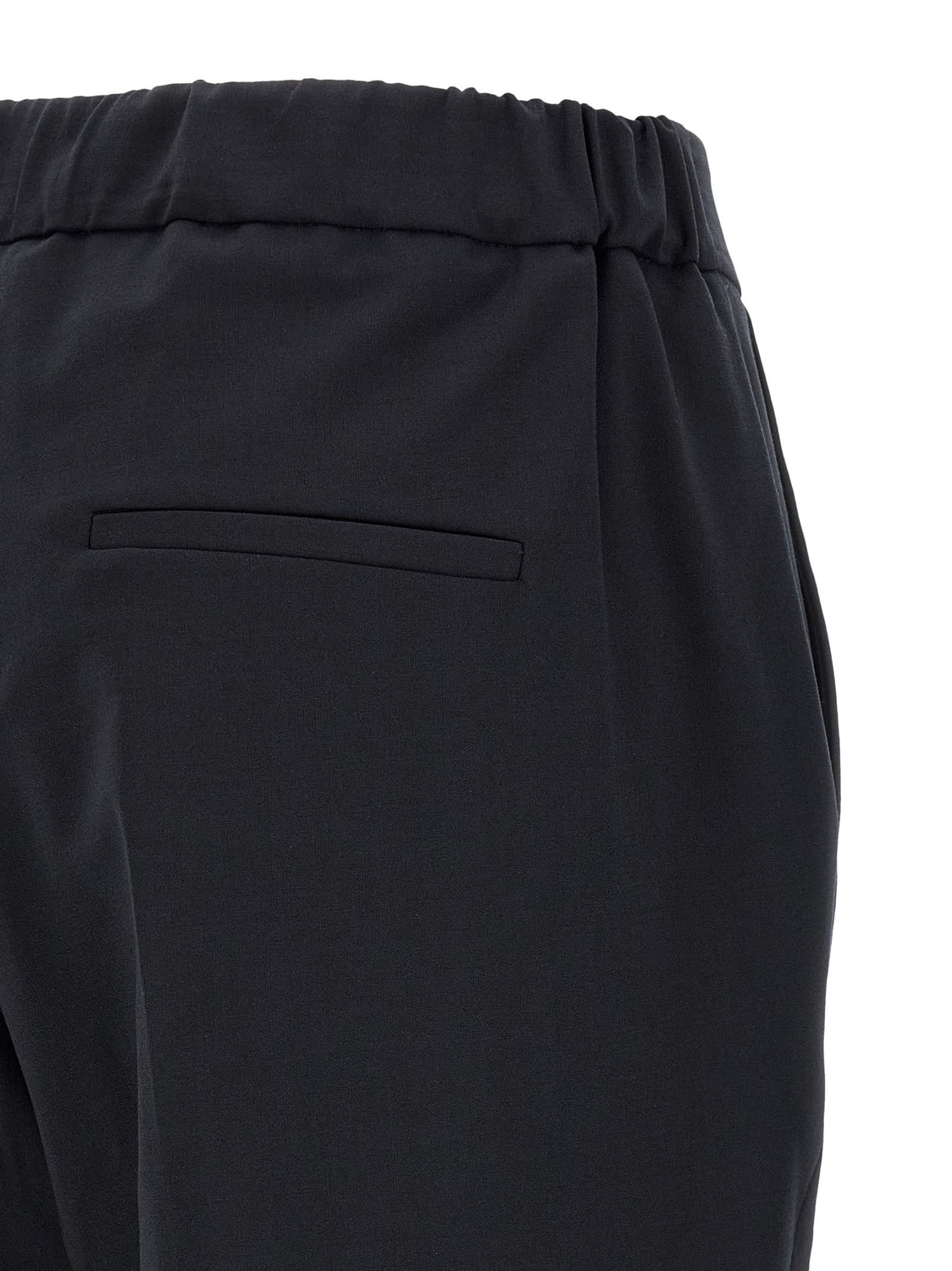 Black Polyester Cropped Pants