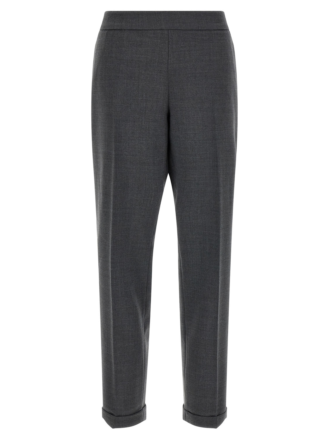 Gray Polyester Cropped Pants