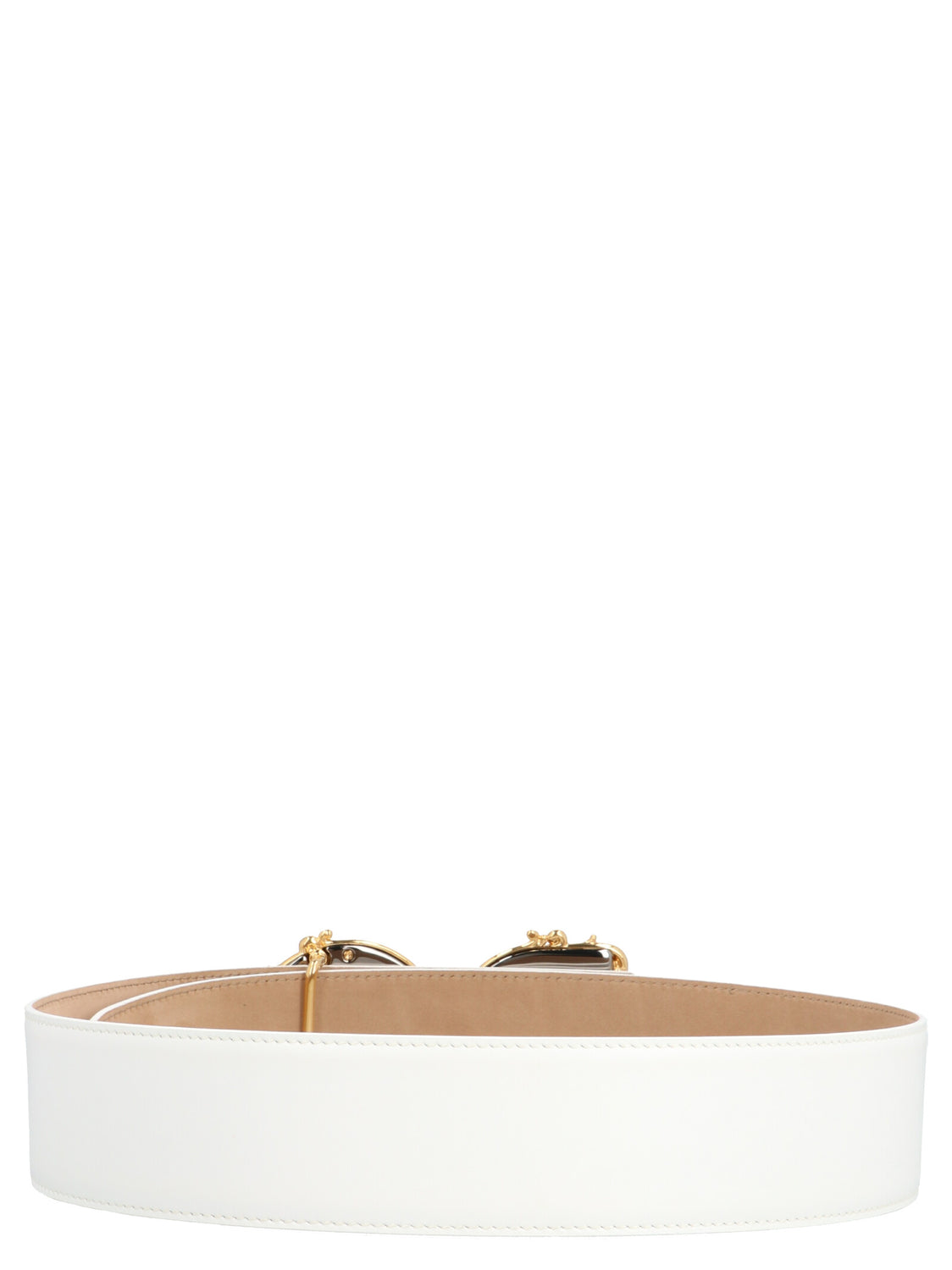 White Calfskin High-Waist Belt