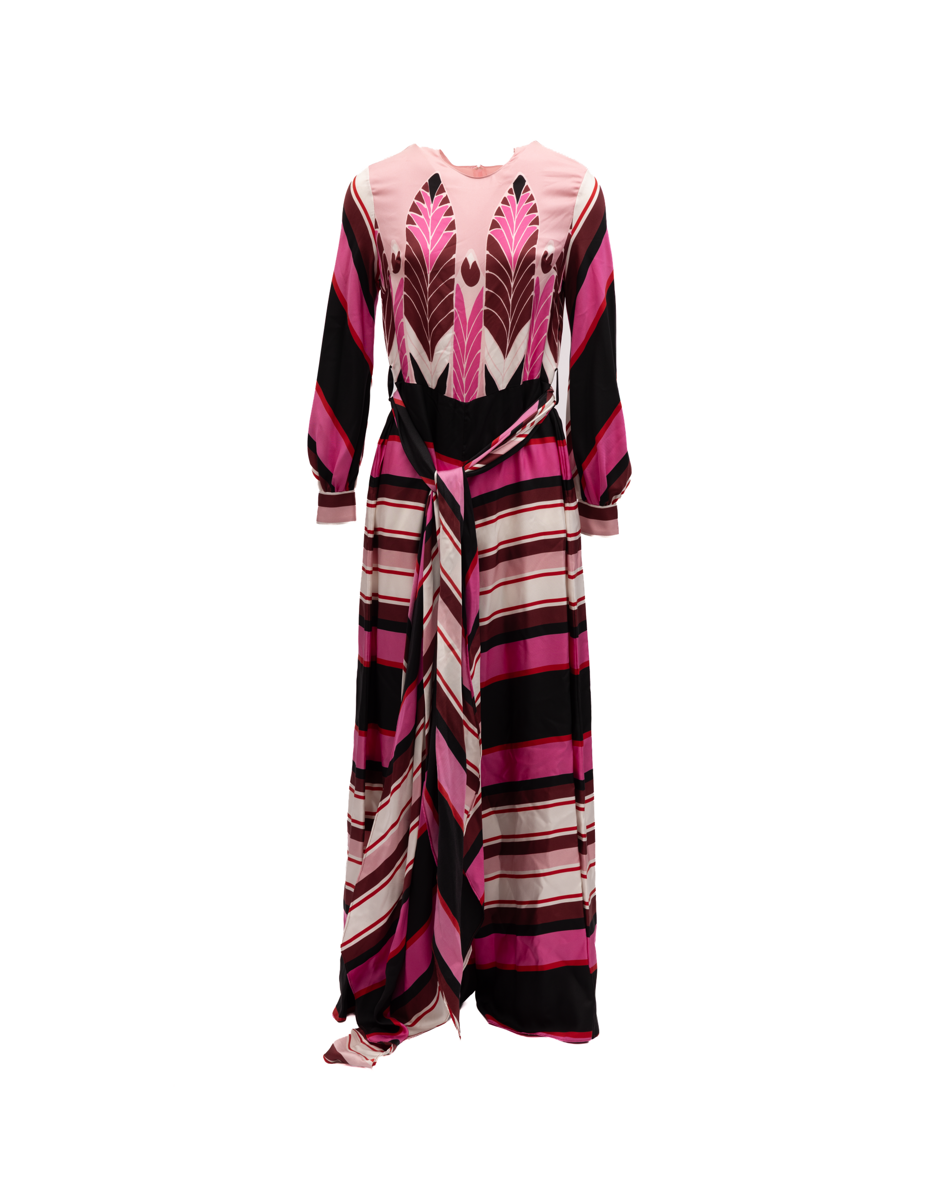 Pink Dress with Burgundy details