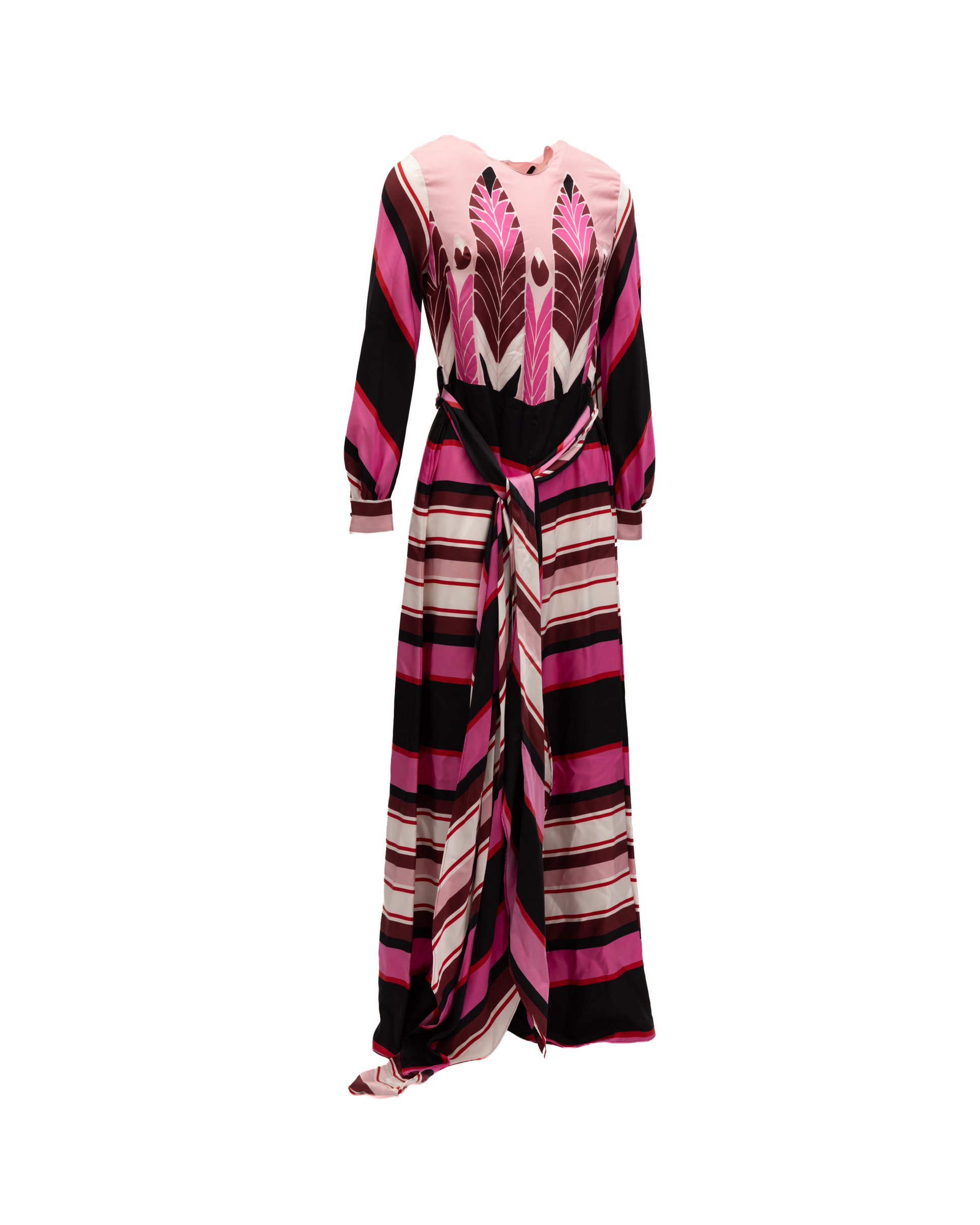 Pink Dress with Burgundy details